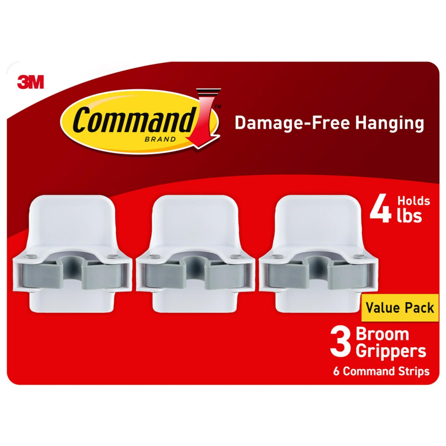 Command Broom and Mop Grippers, 3 Hangers and 6 Command Strips, Damage Free Hanging Wall Mount Broom and Mop Holder, Household Cleaning Organizer for Christmas Decorations, Holds up to 4 lb 🍁 All In One Marketplace Canada