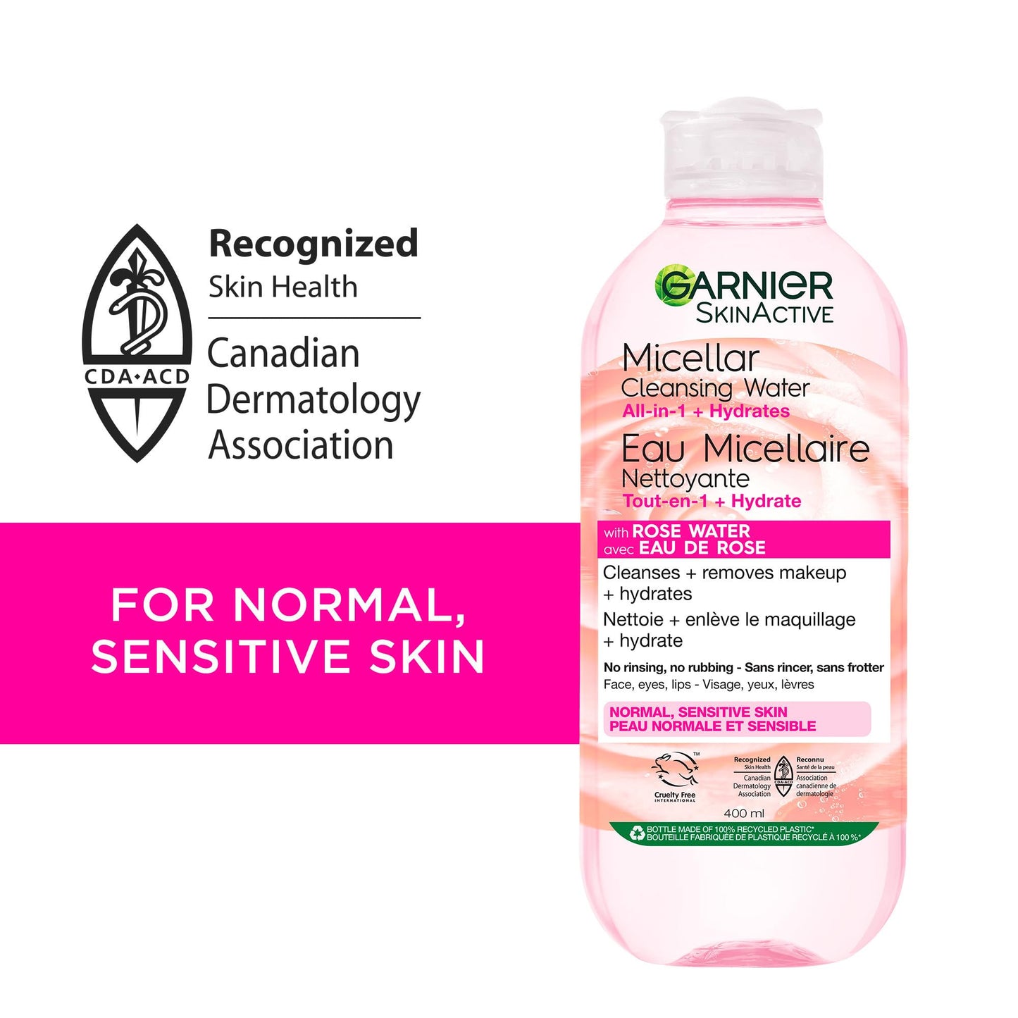 Garnier Micellar Cleansing Water, All-In-One Hydrating Makeup Remover, Face Cleanser With Rose Water & Glycerin, Hypoallergenic, Sensitive to Dry Skin, 700ml 🍁 All In One Marketplace Canada