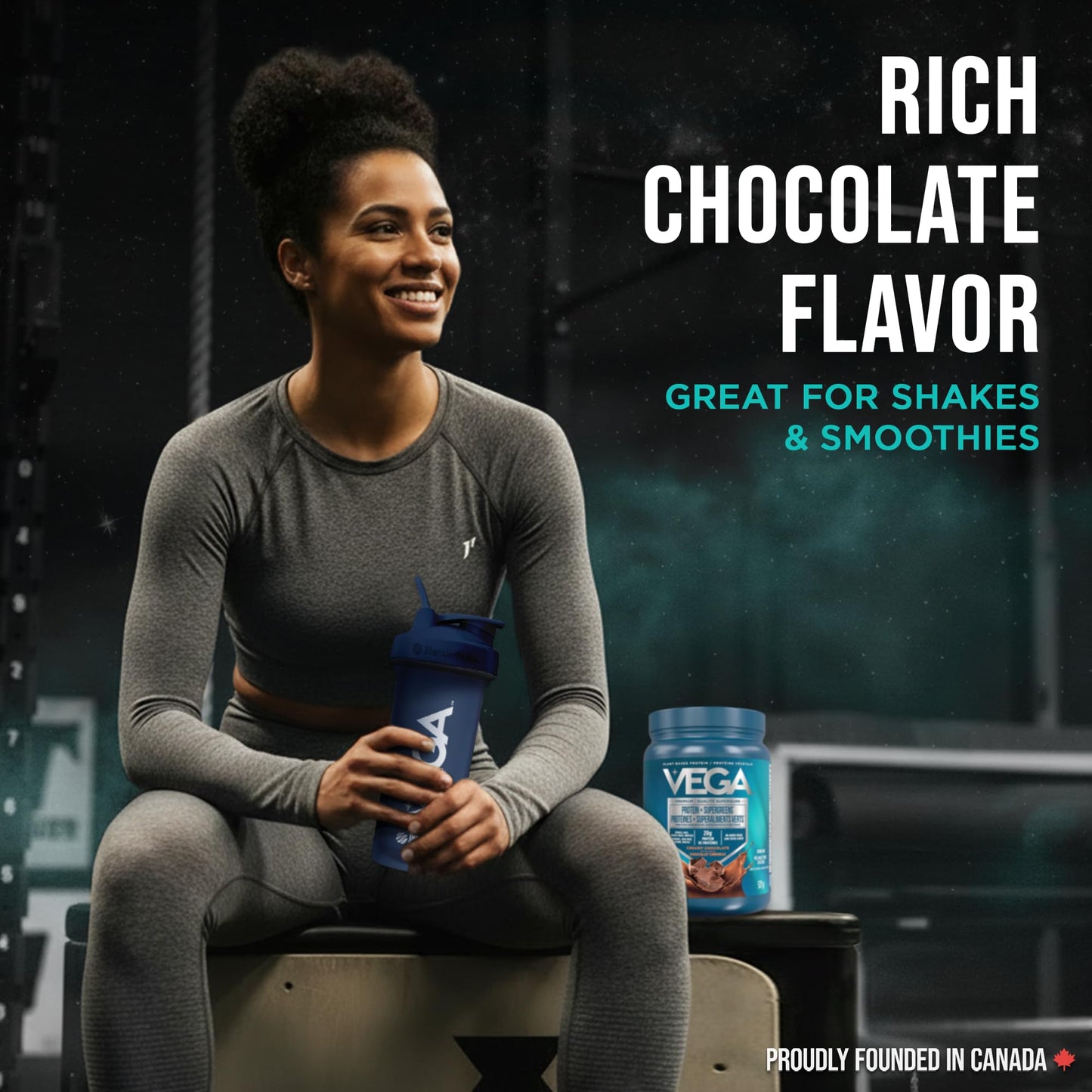 Vega Protein + Supergreens Vegan Plant Based Protein Powder – 20g Organic Pea Protein, Dairy-free, Healthy Breakfast Shake – Chocolate, 16 Servings, 521 grams (Pack of 1) 🍁 All In One Marketplace Canada