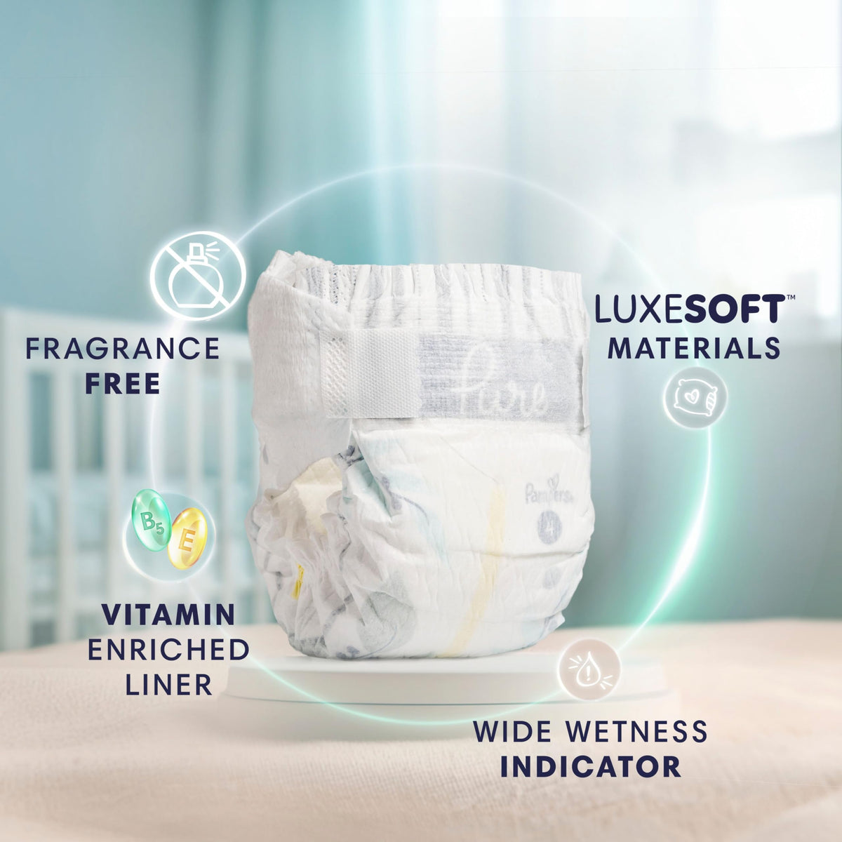 Pampers Pure Baby Diapers, Size 0, Up to 100% Leakproof, Premium Hypoallergenic Soft Diapers, 1 Pack (Count of 128) 🍁 All In One Marketplace Canada