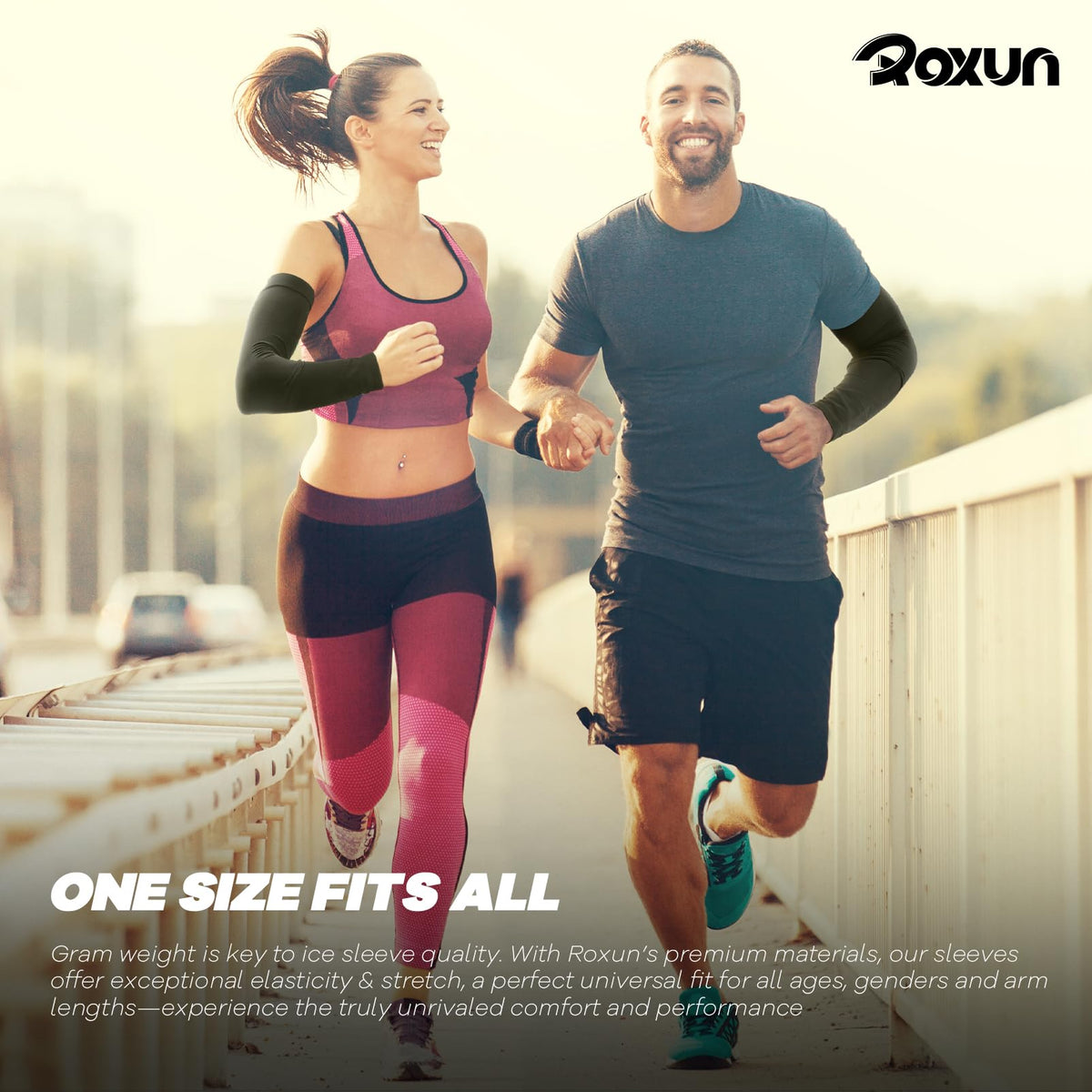 ROXUN 2 Pairs Arm Sleeves, Cooling UV Sun Protection Sports Compression for Men/Women 2 White 🍁 All In One Marketplace Canada