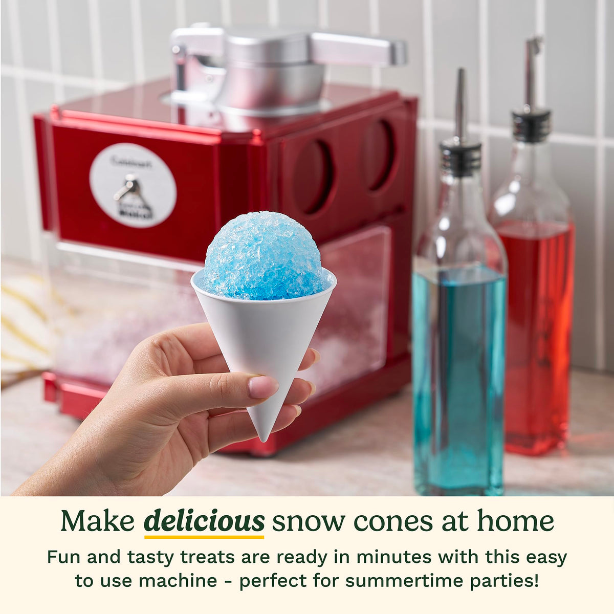 Cuisinart Snow Cone Machine, Home Shaved Ice Maker for Snow Cones, Snow Cone Maker with Reuseable Paper Cups, Makes 5 Icy Cones for Slushies, Frozen Drinks (SCM-10P1C) 🍁 All In One Marketplace Canada