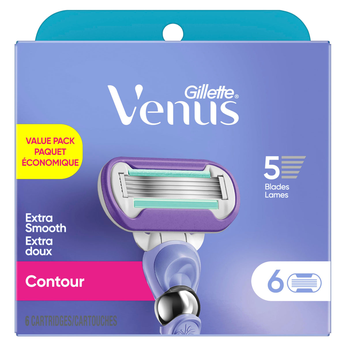 Gillette Venus Extra Smooth Contour Women’s Razor Blades, 5-Bladed Razor Refills, 1 Pack (Count of 6) 🍁 All In One Marketplace Canada