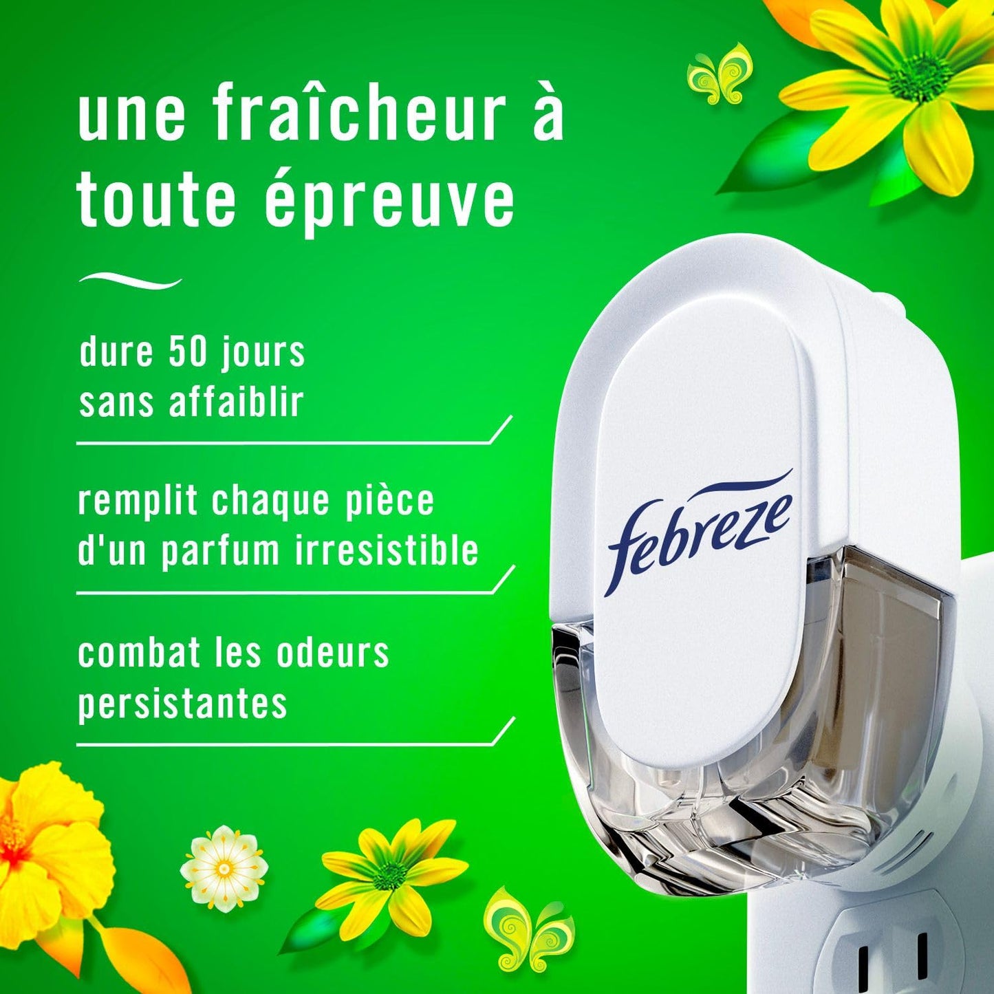 Febreze Plug In Air Freshener, Odor-Fighting Scented Oil Starter Kit for Home, Bathroom and Kitchen, Long Lasting for Strong Odors, Gain Original Scent, Warmer + 4 Refill 🍁 All In One Marketplace Canada