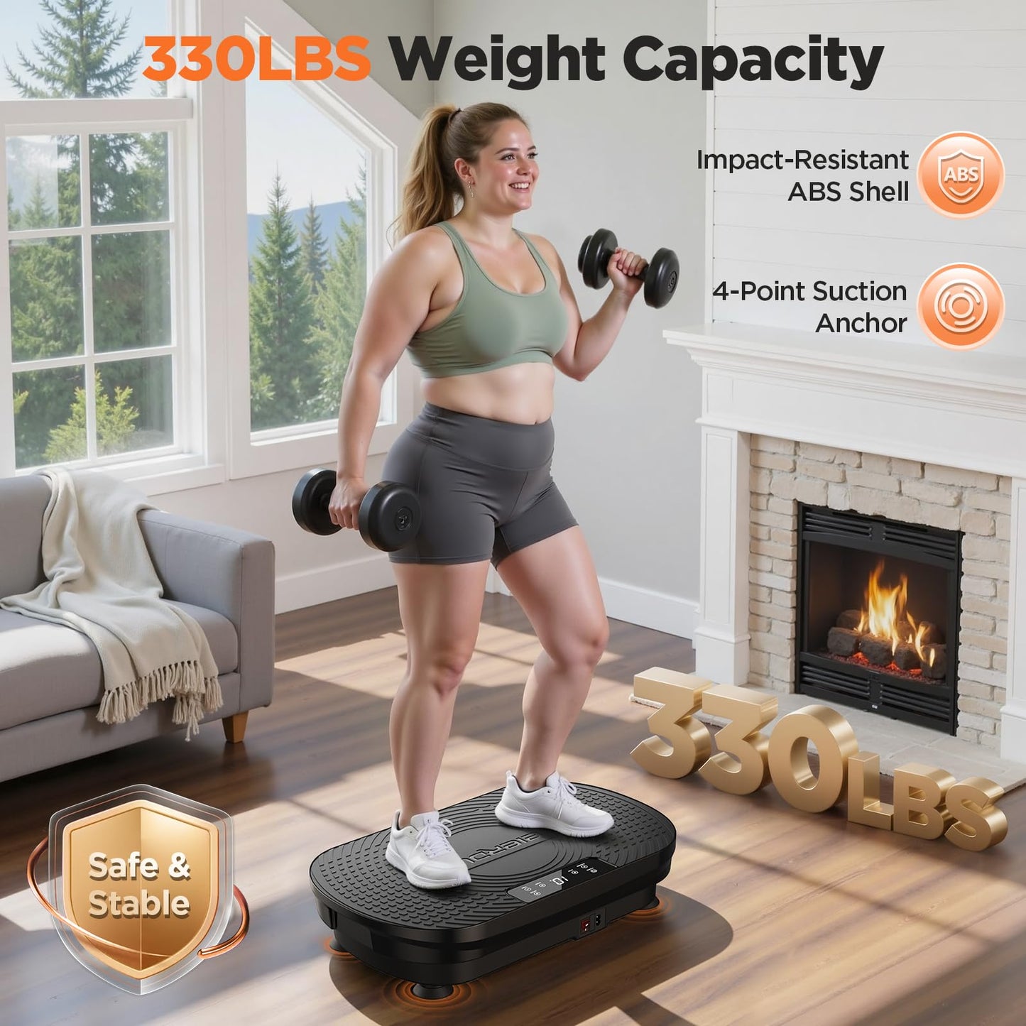 FEIERDUN Vibration Plate Exercise Machine, Full Body Vibrating Plate with Wider Platform, 150kg (330lbs) Capacity, Plaque Vibrante with LED Screen, Remote & Resistance Bands,Black 🍁 All In One Marketplace Canada