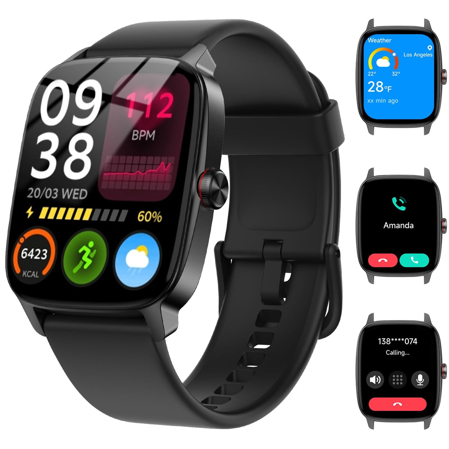 Smart Watch for Men Women, Bluetooth Call Smartwatch with AI Voice, 1.85" HD DIY Dial Fitness Watch, Heart Rate/SpO2/Steps/Sleep Monitor, 100+ Sports Modes, IP68 Waterproof Watch for Android iOS 🍁 All In One Marketplace Canada
