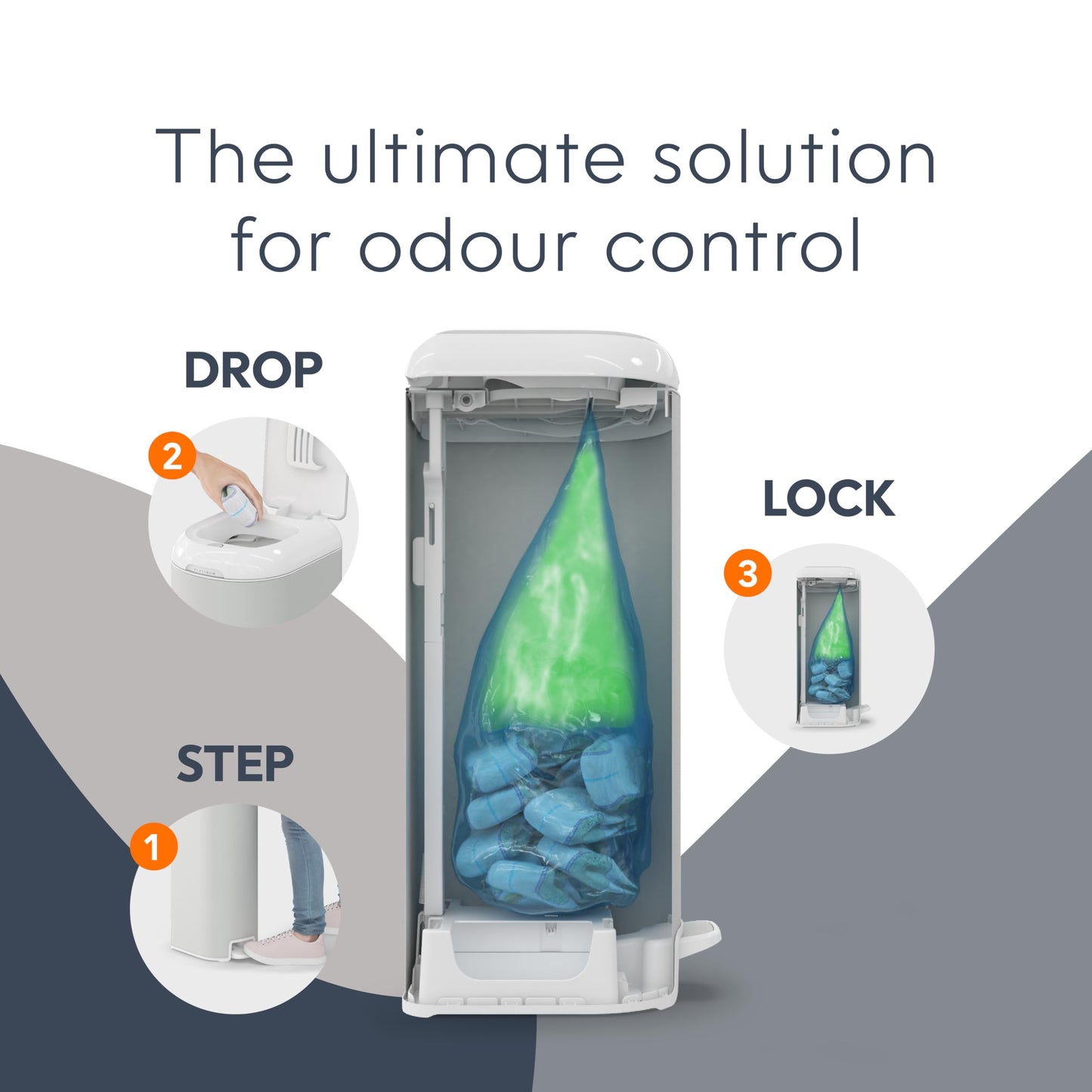 Diaper Genie Platinum Diaper Pail, Stone Grey - Made in Durable Stainless Steel and Includes 1 Easy Roll Refill with 18 Bags 🍁 All In One Marketplace Canada
