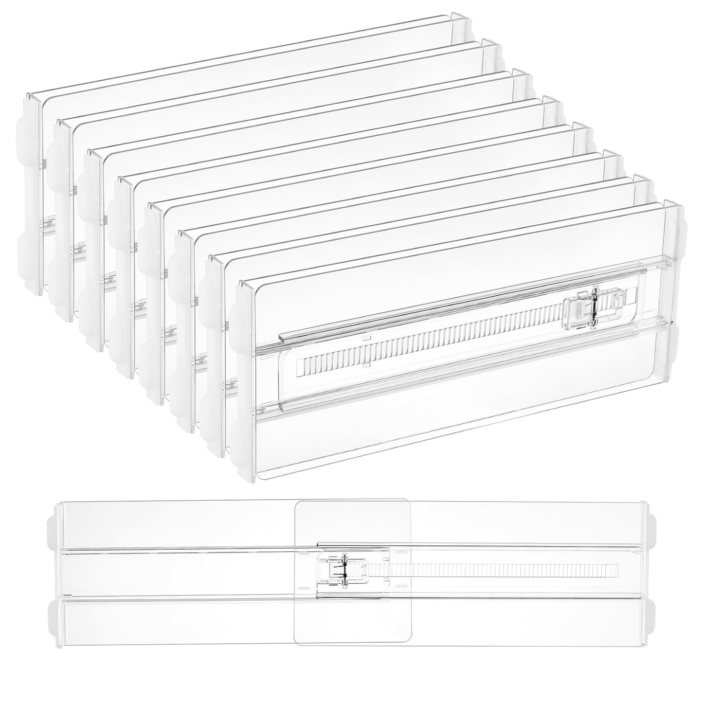 Vtopmart 8 Pack Drawer Dividers for Clothes, Adjustable 4" High Expandable from 10.2"-16.5" Dresser Drawer Organizer, Clear Plastic Dresser Organizer for Baby Clothes, Underwear, Socks 🍁 All In One Marketplace Canada