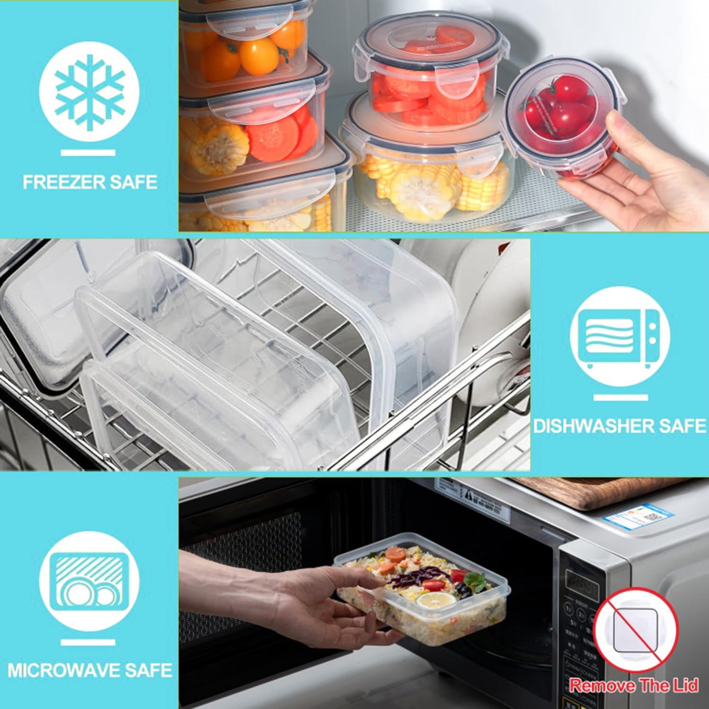 Pure Future 50-Piece Food Storage Containers Set (25-Pack) - Includes 2x JUMBO 2.5L (84oz) & 2x 1.5L Large Bins, Airtight Plastic Meal Prep Lunch Boxes with Lids, Microwave/Freezer Safe, BPA Free 🍁 All In One Marketplace Canada