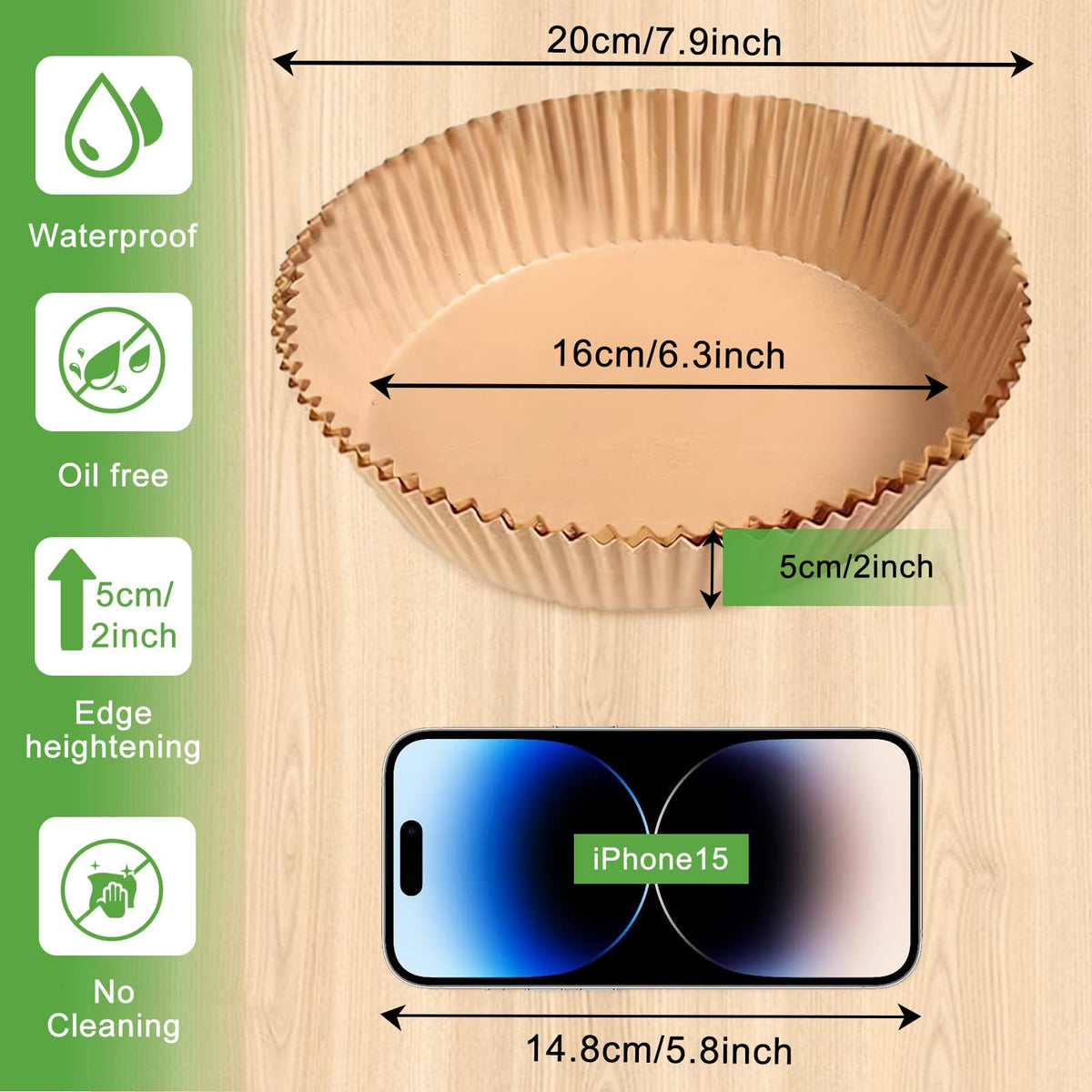 200pcs Air Fryer Disposable Paper Liner, Non-Stick Disposable Air Fryer Parchment Paper Liners, Baking Paper for Air Fryer Oil-Proof, Water-Proof, Food Grade Parchment（6.3" in Bottom, 7.9" on top） 🍁 All In One Marketplace Canada