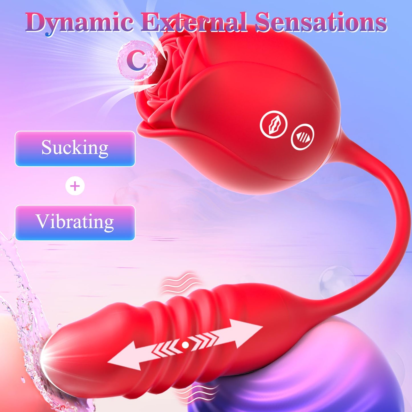 Neworld Sex Toys Rose Vibrator with 9 Sucking & Thrusting Dildo Vibrators 🍁 All In One Marketplace Canada