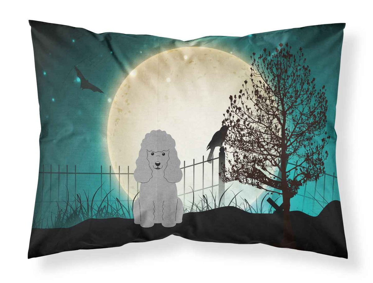Caroline's Treasures BB2258PILLOWCASE Halloween Scary Poodle Silver Fabric Standard Pillowcase Lightweight Super Soft Easy Care Decorative Artwork Pillowcase, Standard