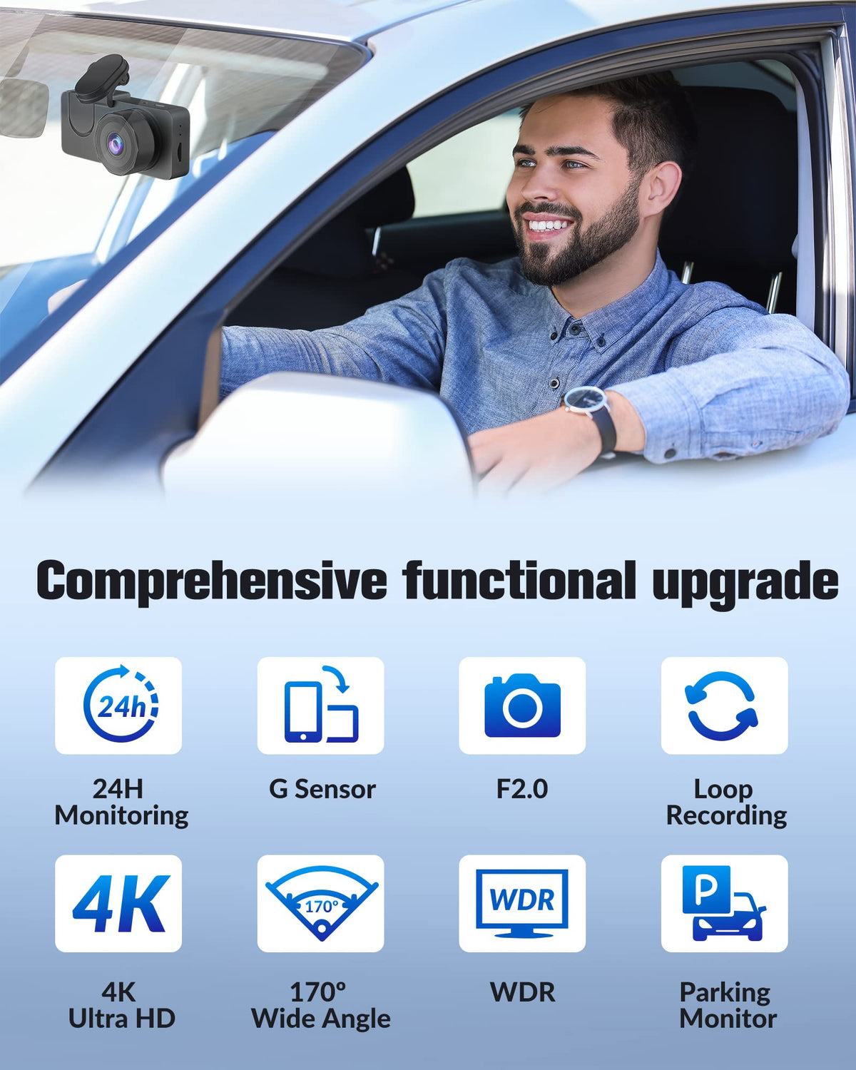 Dash Camera for Cars, 4K Dash Cam Front and Rear, Triple Car Camera with 32GB Card,Built-in IR Night Vision,2.0'' IPS Screen,170°Wide Angle,WDR,HDR,G-Sensor,24H Parking Mode, Loop Recording 🍁 All In One Marketplace Canada