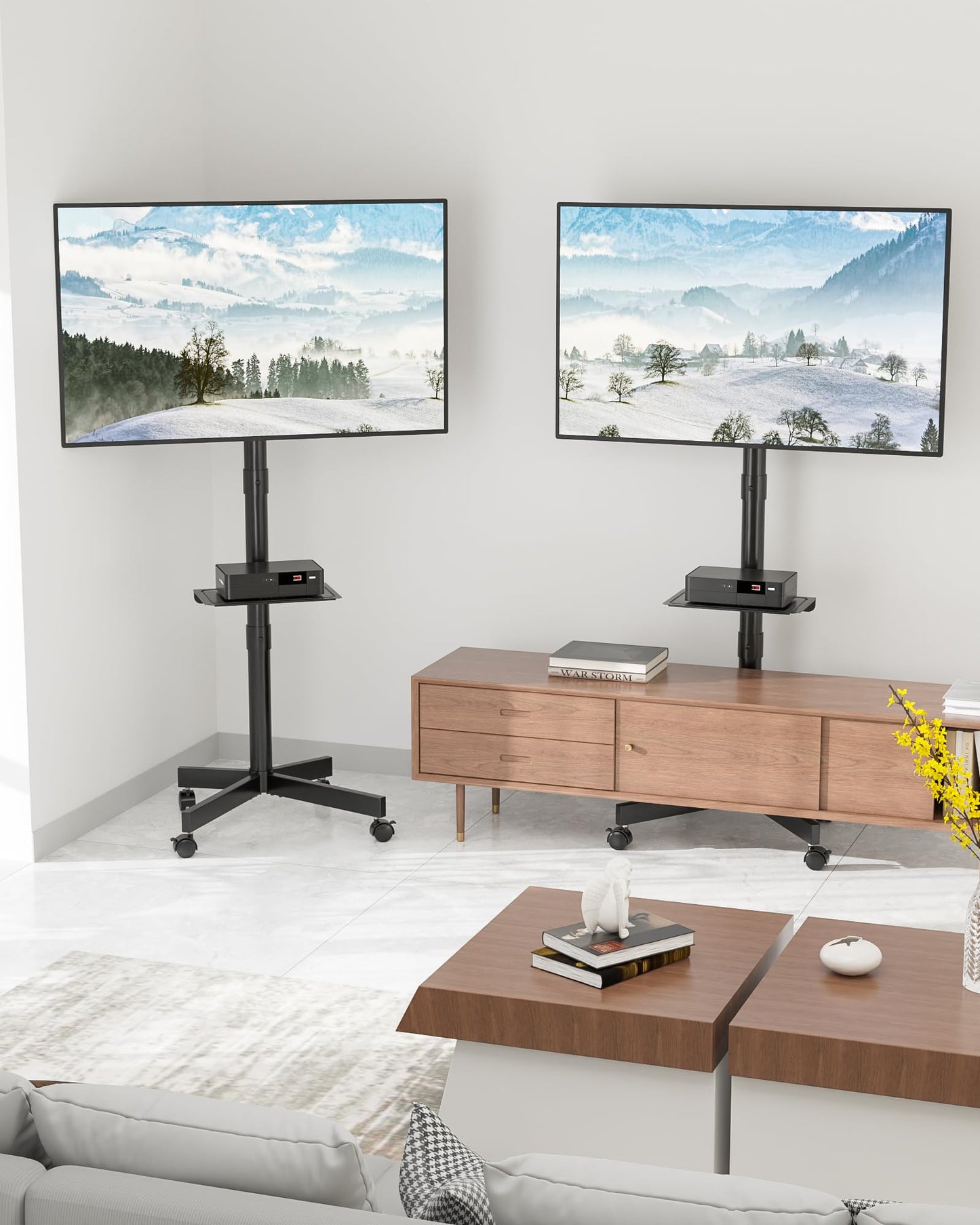 BONTEC Mobile TV Stand with Tilt Function, Rolling TV Cart for 23-60" LED, LCD, OLED TVs, Holds up to 88lbs, Max VESA 400x400mm, Adjustable Media Shelf, TV Stand for Living Room, Bedroom, Office 🍁 All In One Marketplace Canada