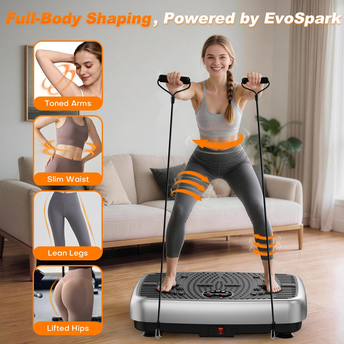Vibration Plate Exercise Machine, 2026 Upgraded Double Motors Vibration Plate for Lymphatic Drainage, EvoSpark Whole Body Vibration Plates for Weight Loss,450 Lbs Capacity Vibrate Fitness Platform 🍁 All In One Marketplace Canada