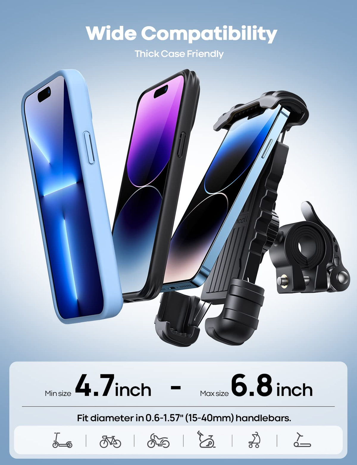 Lamicall Bike Phone Mount, Motorcycle Phone Holder - Motorcycle Bicycle Cell Phone Mount Clamp for Handlebar, Cycling Mount for iPhone 17 Pro Air, 16 Pro 15 Pro Max S25 S26+, 4.7-6.8" Smartphone 🍁 All In One Marketplace Canada