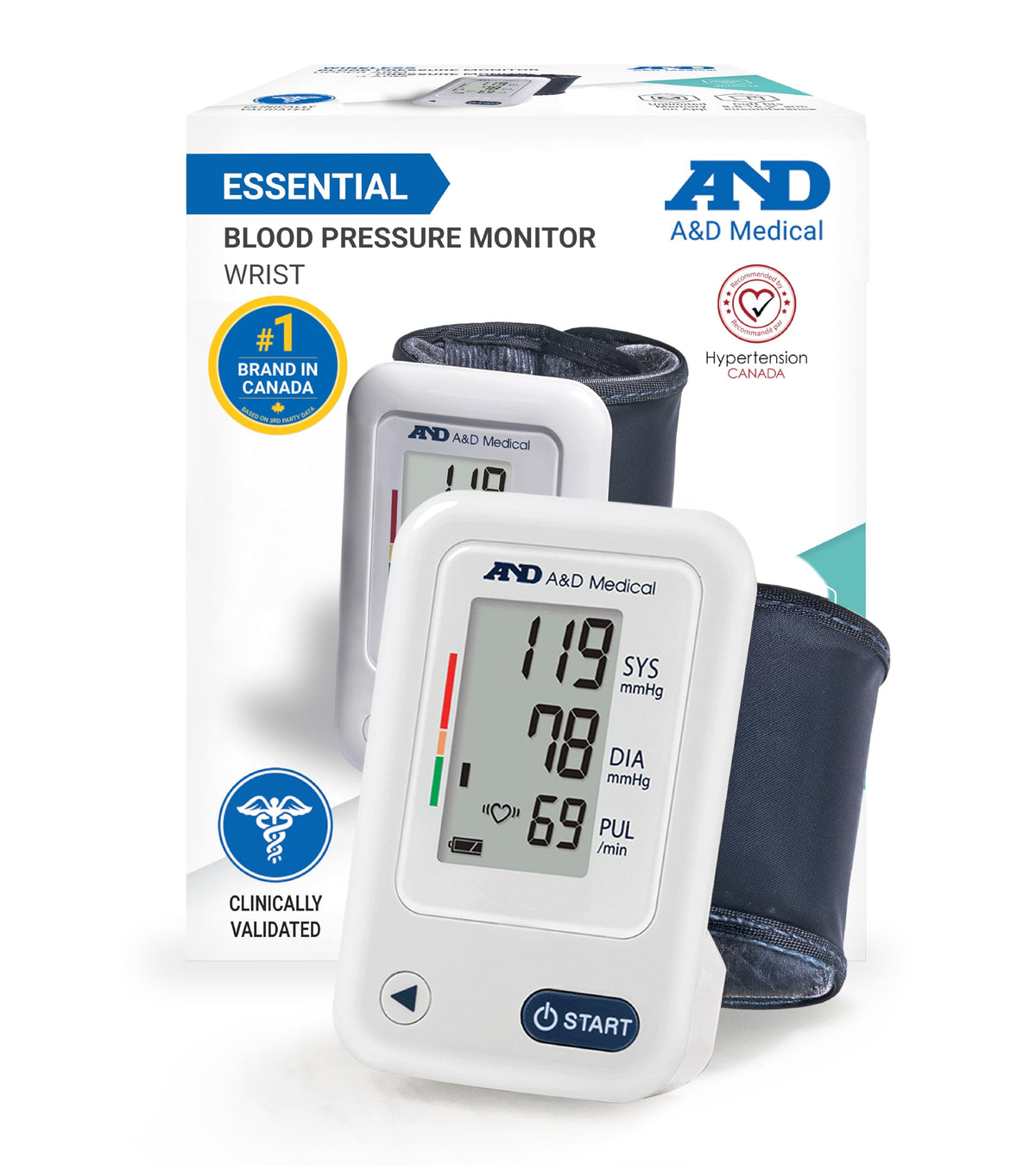 A&D Medical Wrist Blood Pressure Monitor for Home Use - UB-525CN, BP Adjustable Cuff (5.3-8.5"/13.5-21.5 cm) One Button Operation, 60 Reading Memory, FSA/HSA Eligible, 2 AAA Batteries 🍁 All In One Marketplace Canada