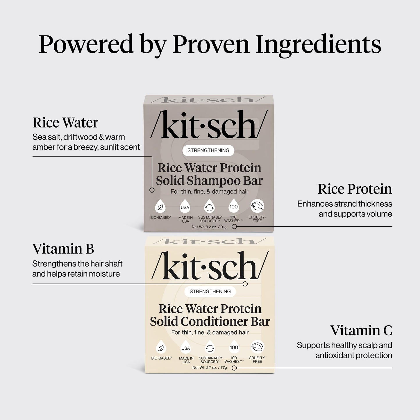 Kitsch Rice Water Protein Solid Shampoo and Conditioner Set for Hair Growth – Strengthening Hair Care Duo w/Rice Protein & Vitamins for Damage Repair – Paraben, Sulfate & Silicone Free – 2 Pack 🍁 All In One Marketplace Canada