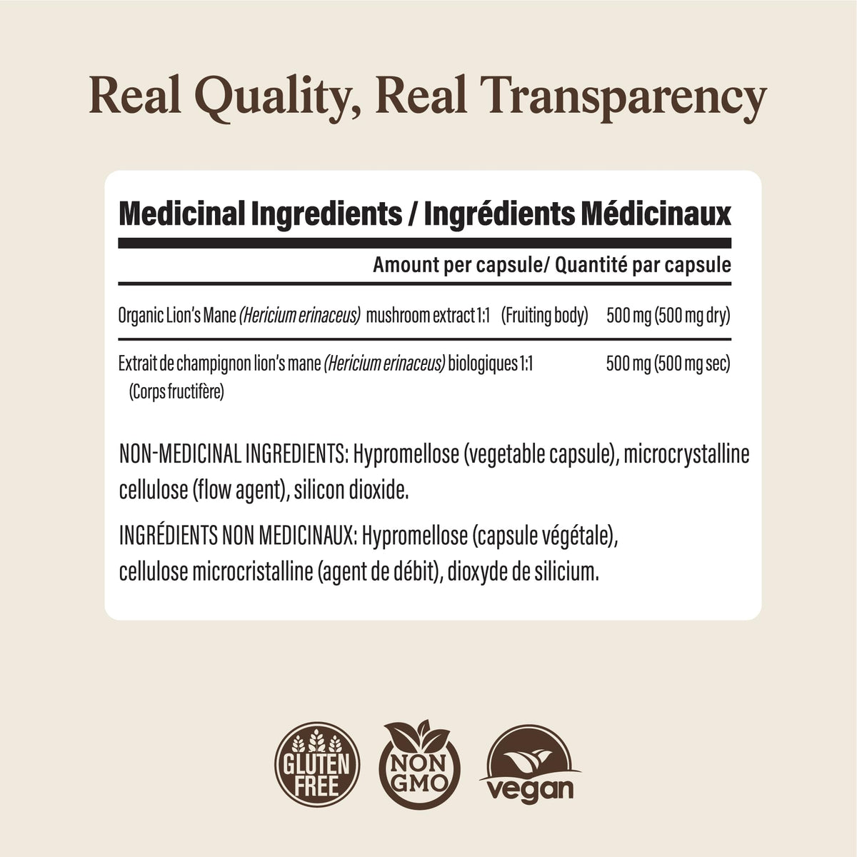 Real Mushrooms Lions Mane Capsules- Organic Mushroom Extract With Immunomodulating Properties Antioxidants - Vegan Supplement, 300 Capsules 🍁 All In One Marketplace Canada