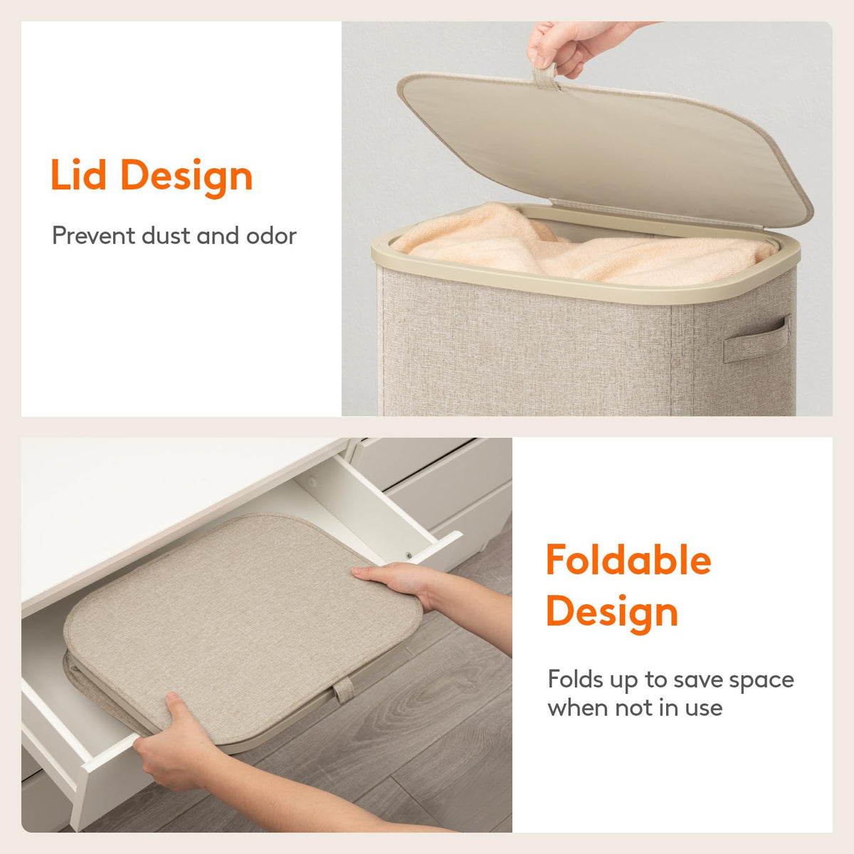 Lifewit 105L Laundry Basket with Lid, Large Laundry Hamper with Handles and Removable Bag, Collapsible Tall Dirty Clothes Hamper for Laundry Room, Bedroom, Bathroom, Dorm, Beige 🍁 All In One Marketplace Canada