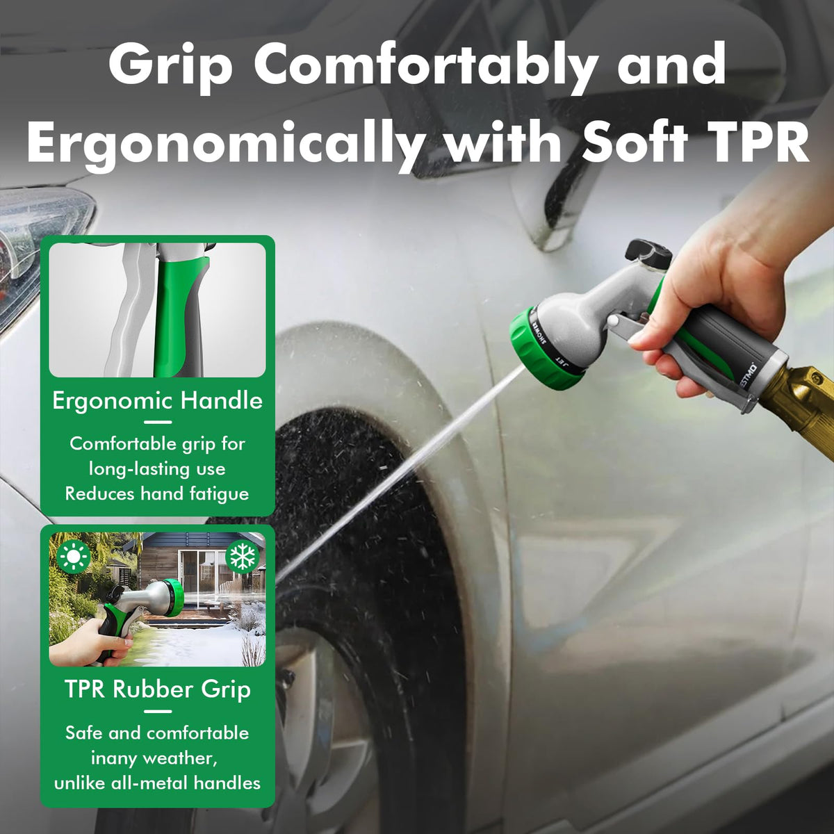 RESTMO Garden Hose Nozzle, Heavy Duty Metal Water Hose Nozzle with 7 Adjustable Spray Patterns, High Pressure Hand Sprayer with Flow Control, Best for Watering Plants & Lawns, Washing Cars & Pets 🍁 All In One Marketplace Canada