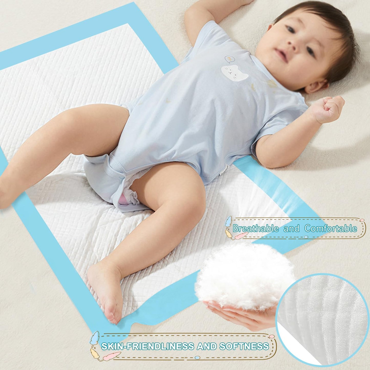 OBYFGILY 100 Pack Disposable Changing Pads, Portable Diaper Change Pad for Baby, Super Absorbent Leak-Proof Incontinence Bed Table Pee Mat for Travel and Home 🍁 All In One Marketplace Canada