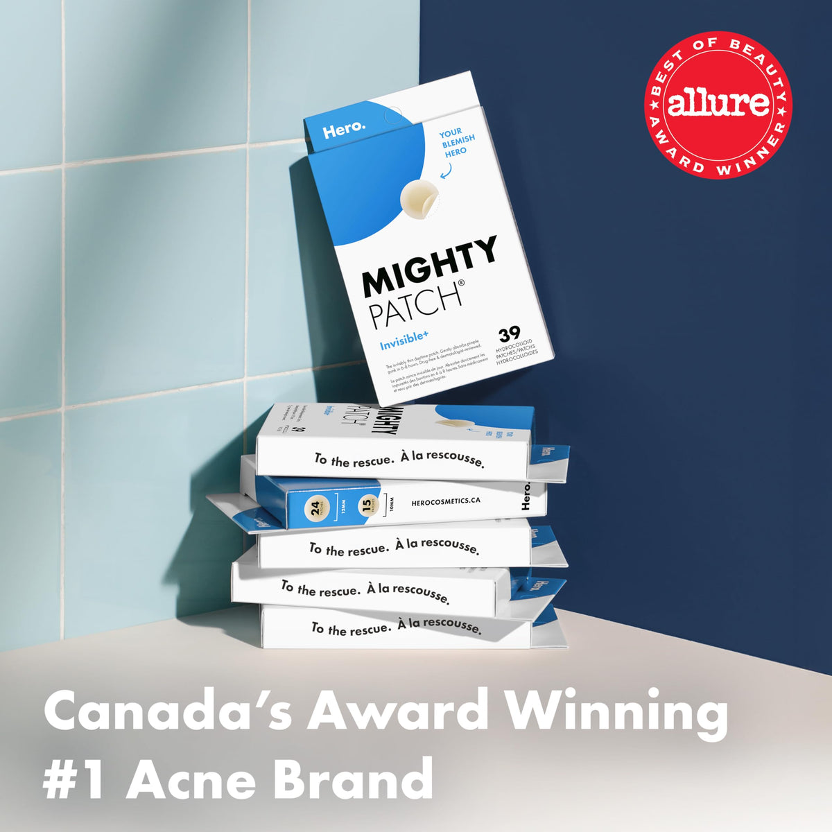 Hero Cosmetics Mighty Patch Invisible+ – Barely-there Hydrocolloid Patch for Pimples on the Face, Day-time Patches for Sensitive Skin, 39 Count 🍁 All In One Marketplace Canada