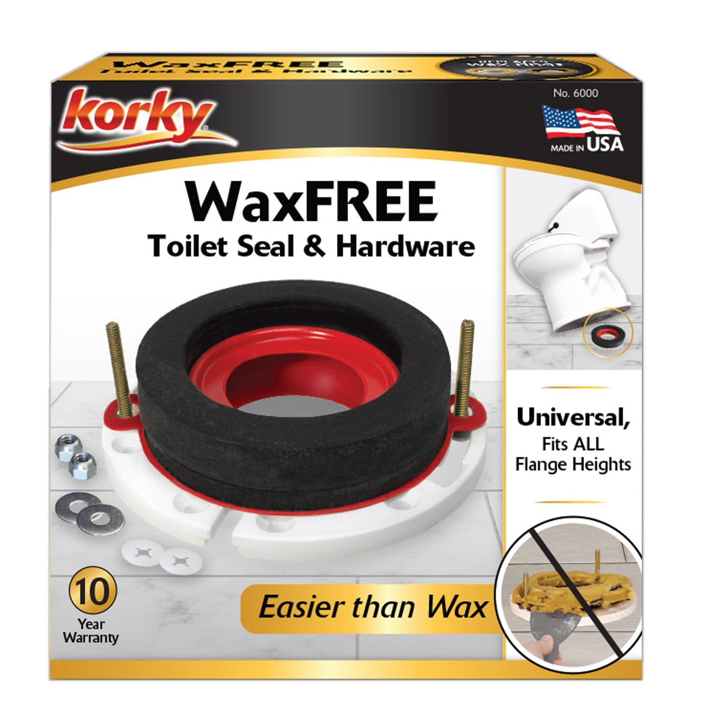 Korky 6000BP Toilet Wax Free 3" Rubber Seal Kit with Hardware, Red 🍁 All In One Marketplace Canada