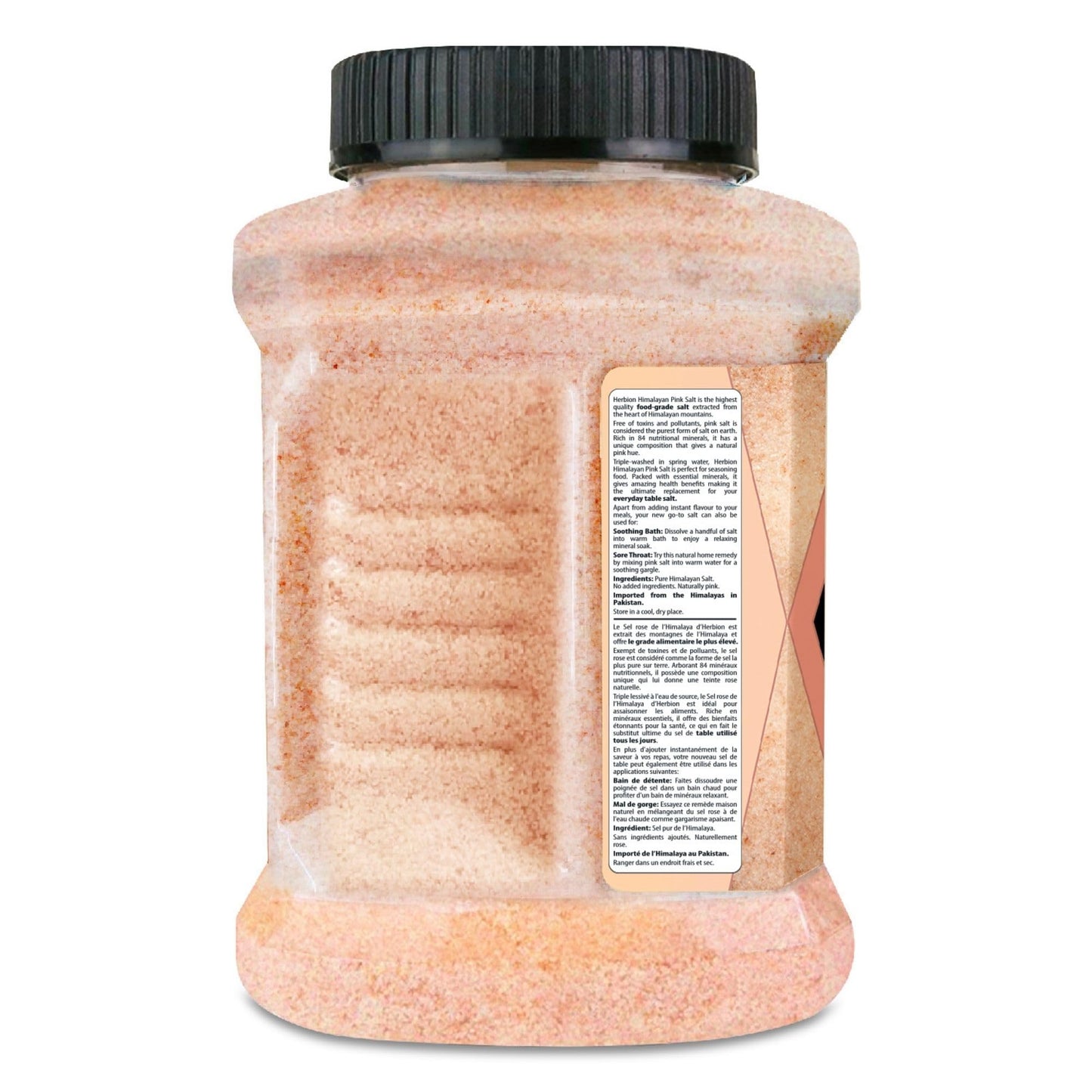 Herbion Naturals Himalayan Pink Salt - Fine Grain - 5 lb. (2.2 Kg) Unbreakable Jar - Kosher Certified - GMO-Free - Vegan - Supreme Quality - Chemical Free 🍁 All In One Marketplace Canada