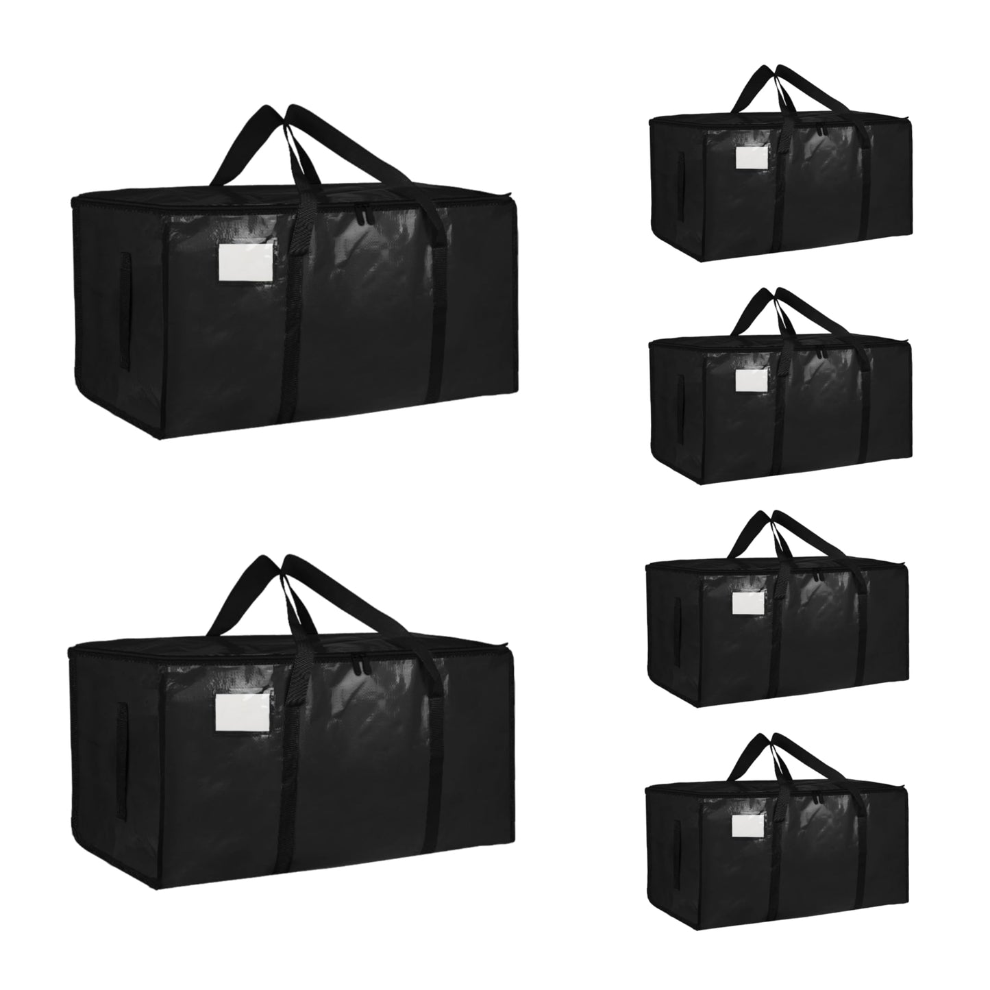 6 Pack-Extra Large Heavy Duty Moving Bags - Waterproof Storage Totes with Handles & Zippers, Foldable for College Dorm, Storage (Black) 🍁 All In One Marketplace Canada