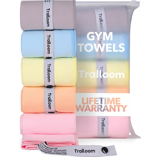 Microfiber Workout Towels - Quick Dry, Highly Absorbing, Odor-Free, for Women & Men - Gym Sweat Sports Towel for Hot Yoga, Tennis, Running, Exercise, Working Out, Camping, Set of 5 Pastel 🍁 All In One Marketplace Canada