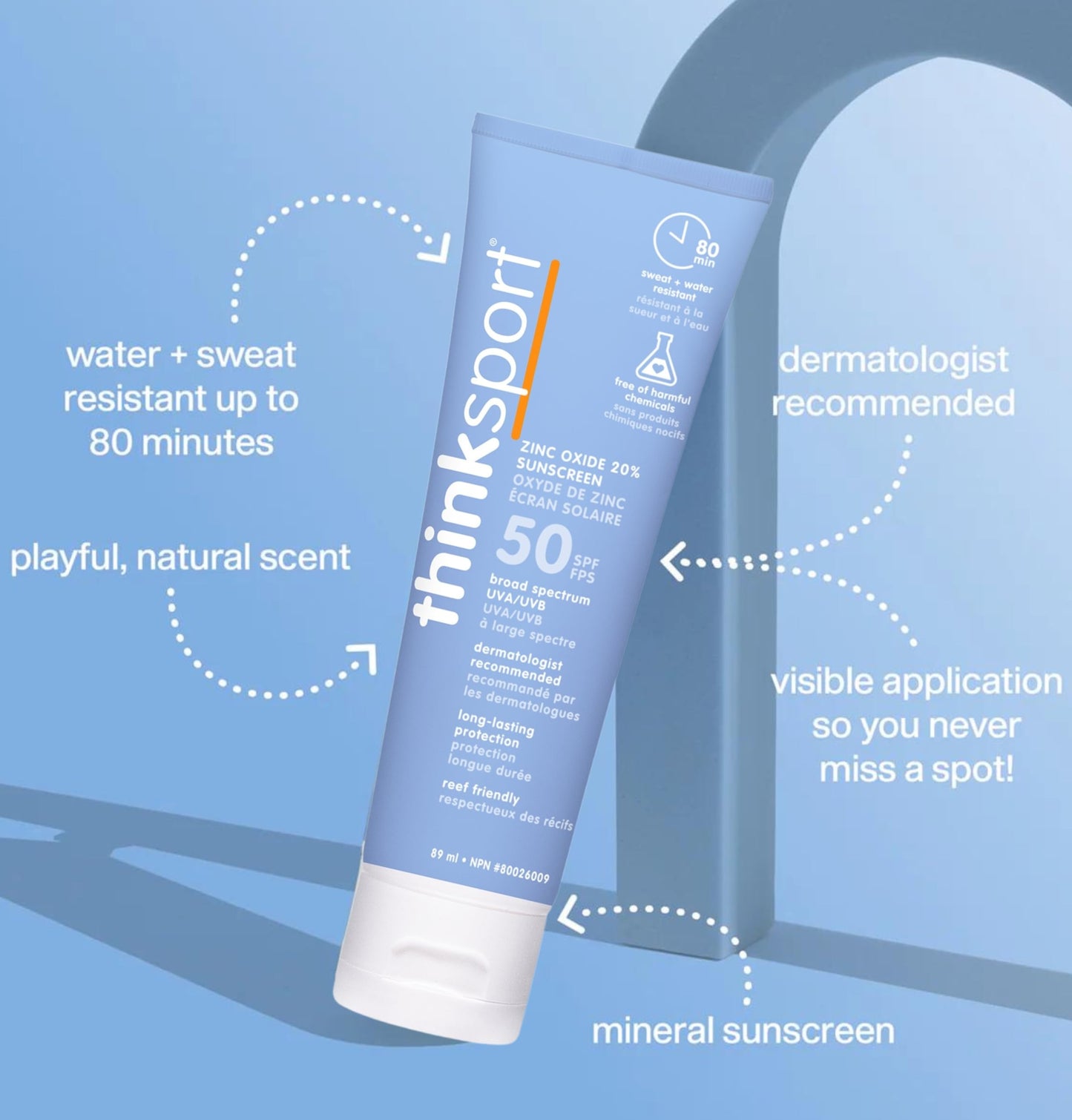 Thinksport SPF 50 plus Mineral Sunscreen, 3 Oz., Natural Sunblock for Sports & Active Use - Water Resistant - Sun Screen for Sun Protection, Pack of 2 🍁 All In One Marketplace Canada