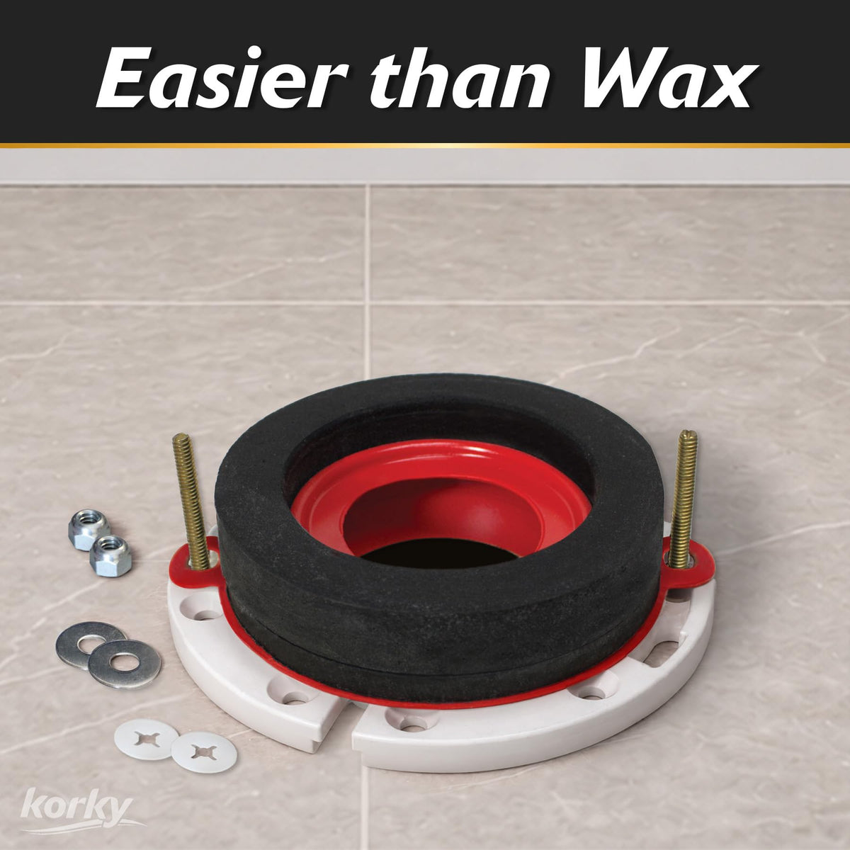 Korky 6000BP Toilet Wax Free 3" Rubber Seal Kit with Hardware, Red 🍁 All In One Marketplace Canada