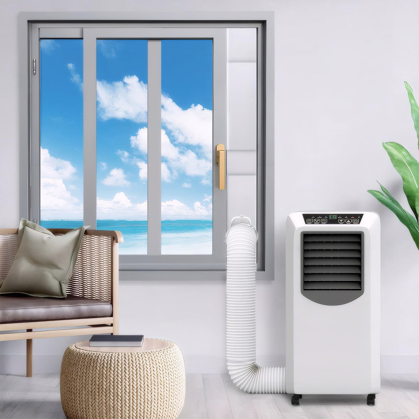 Portable Air Conditioner Window Kit with 5.9" Exhaust Hose, Portable AC Window Vent Kit for Sliding Window Seal with PVC Plate, Universal Coupler Fits 5.9 & 5.1 Inch Diameter Exhaust Hose 🍁 All In One Marketplace Canada