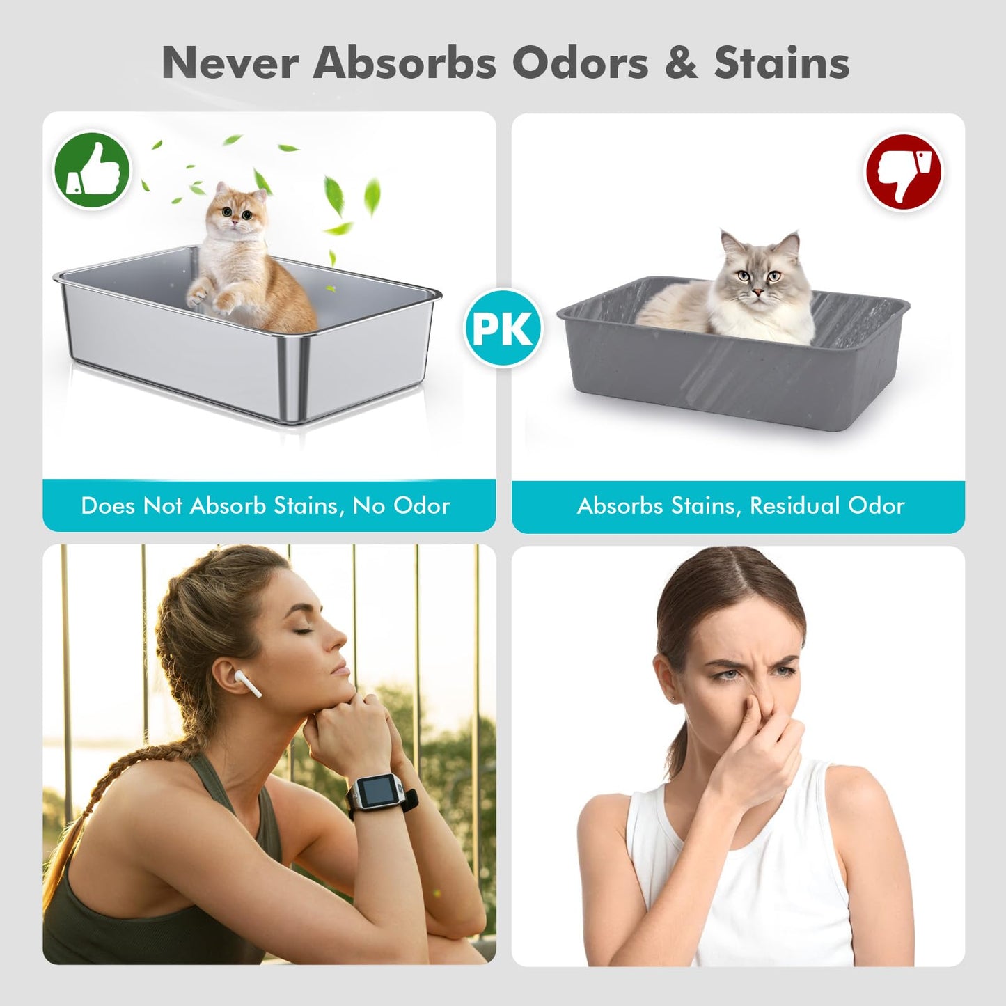 ZuHucpts Stainless Steel Cat Litter Box, Large Metal Litter Pan for Cats (20" Lx14 Wx6 H) 🍁 All In One Marketplace Canada