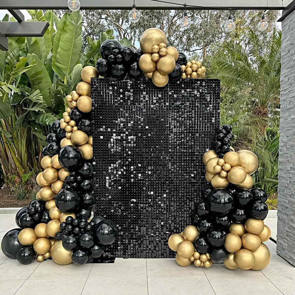 Black Sequin Backdrop Panels 3ftx6ft Glitter Shimmer Wall Background Graduation Party Backdrop for Birthday Anniversary Halloween Engagement Glitter Decor