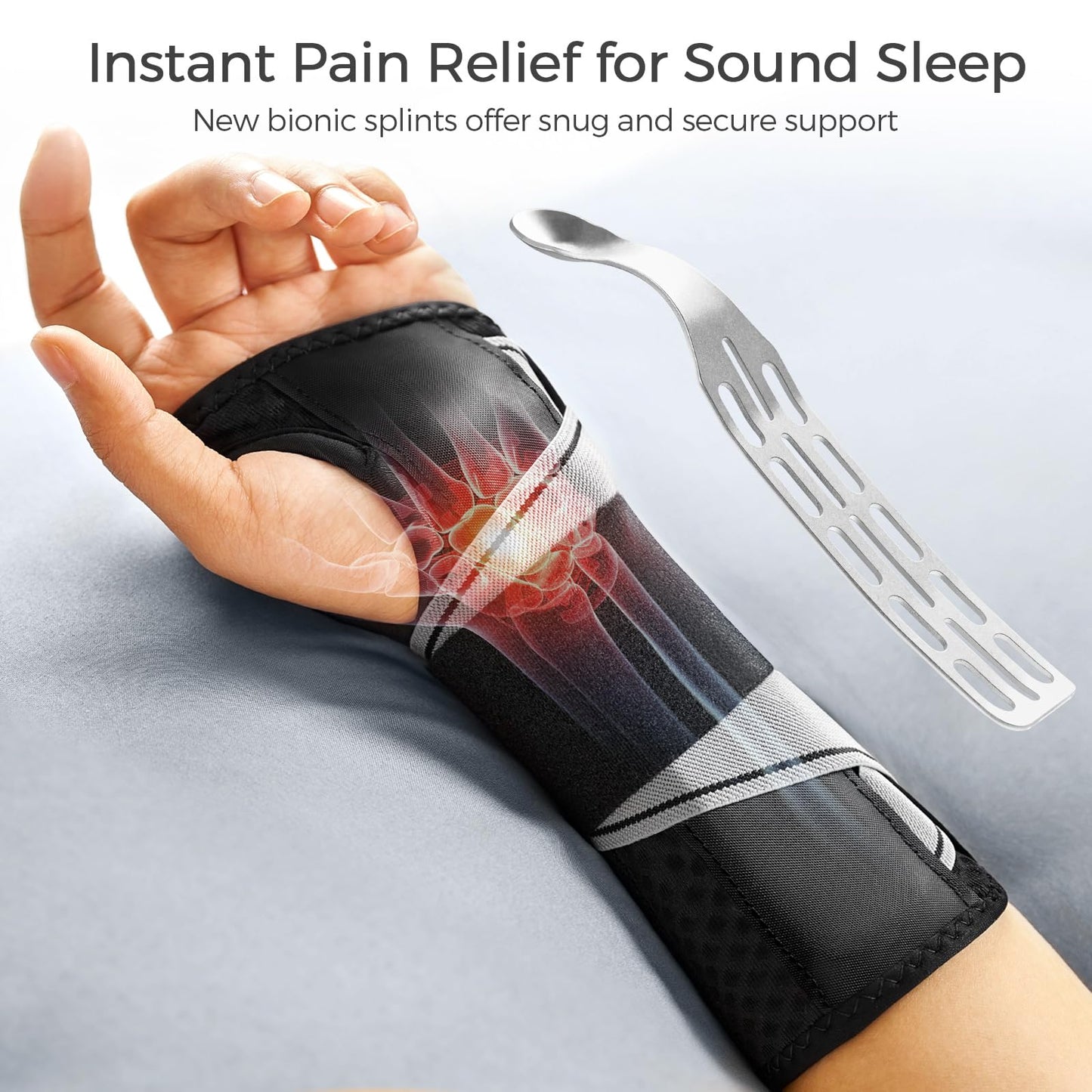 FREETOO Carpal Tunnel Wrist Brace Pro, Single-Pull Wrist Support for Sleeping with S Shape Splint, Lightweight Hand Brace for Women Men, Tendonitis, Arthritis Pain Relief, Black/Light Gray(Right,S/M) 🍁 All In One Marketplace Canada