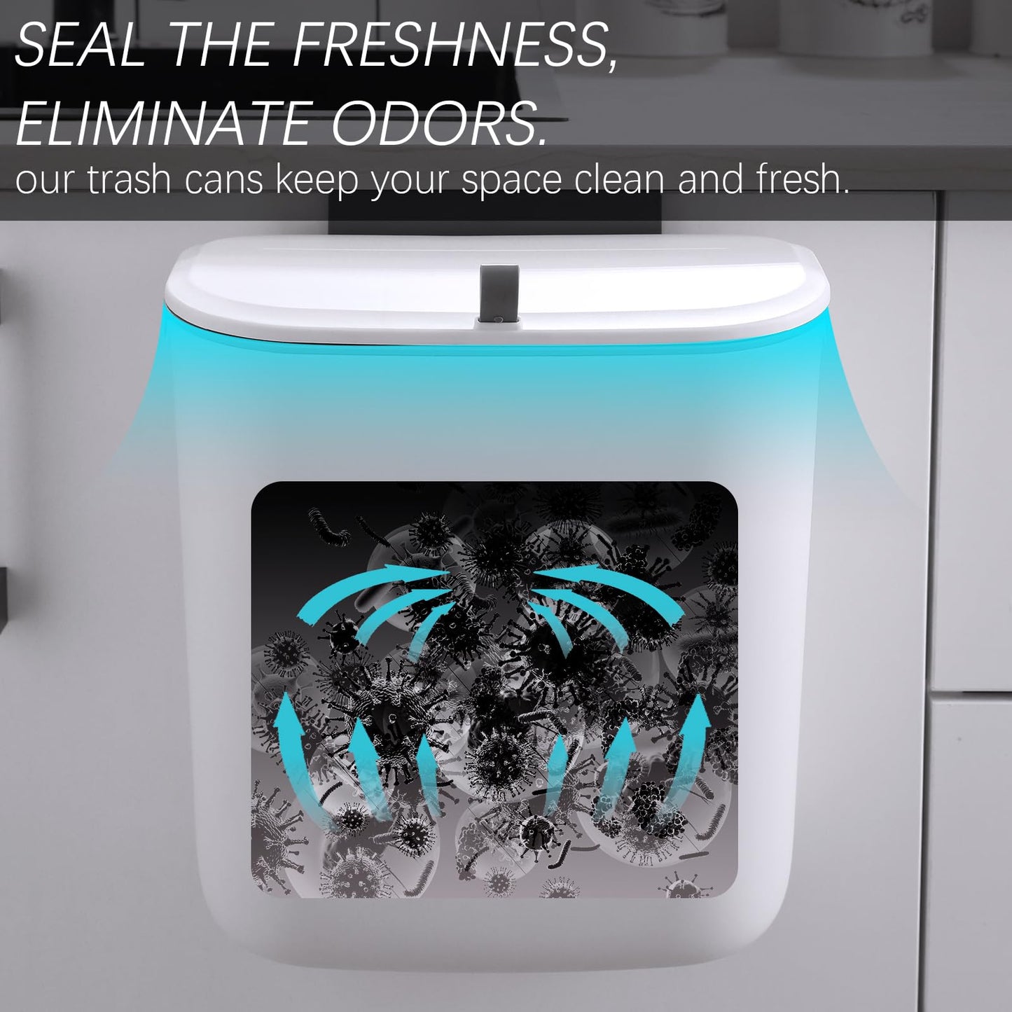 ELPHECO Compost Bin, 2.5 Gallon Hanging Trash Can with Lid, Kitchen Cabinet Door Under Sink Plastic Garbage Can Wall Mounted Slide Open, White 🍁 All In One Marketplace Canada