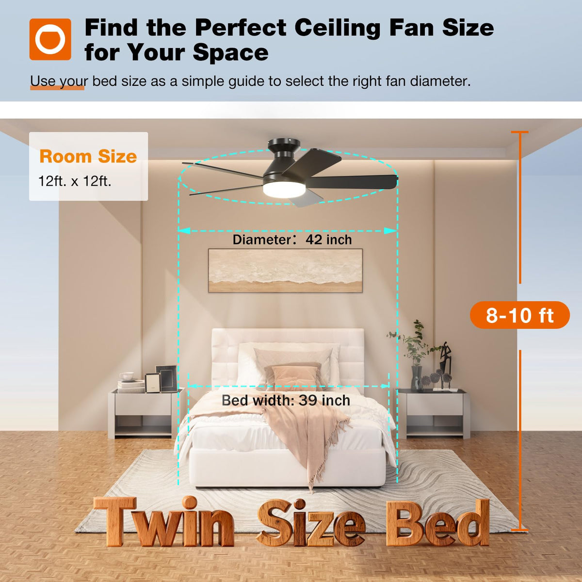 addlon Ceiling Fans with Lights, 42 Inch Low Profile Ceiling Fan with Light and Remote Control, Flush Mount, Reversible, 3CCT, Dimmable, Quiet, Black Small Ceiling Fan for Bedroom Indoor/Outdoor Use 🍁 All In One Marketplace Canada