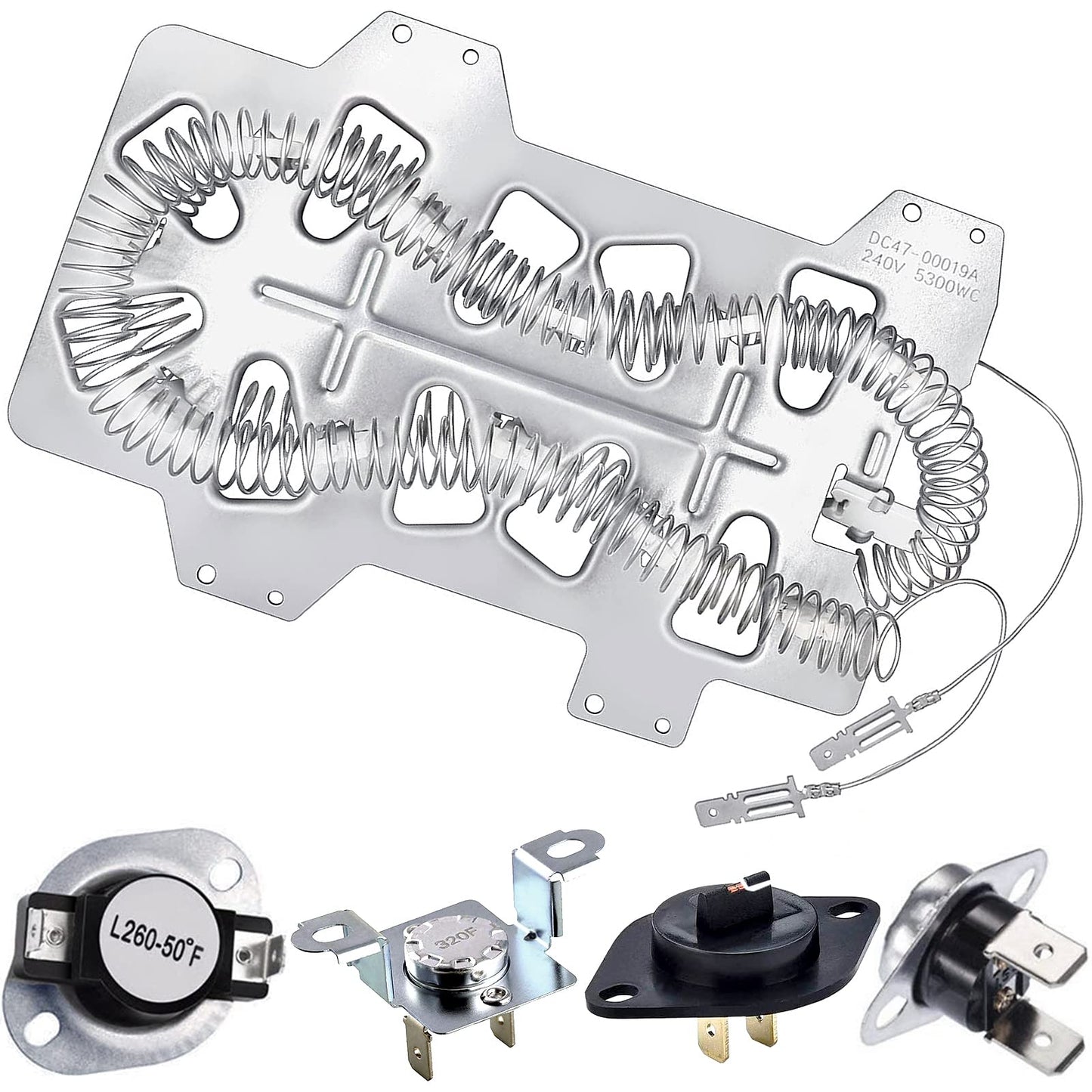 DC47-00019A Dryer Heating Element for Samsung, Dryer Thermal Fuse DC96-00887A & DC47-00016A, Thermistor DC32-00007A, Thermostat DC47-00018A, Dryer Repair Kit for Samsung DV42h5000EW/A3 DV45h7000EW/A2 🍁 All In One Marketplace Canada
