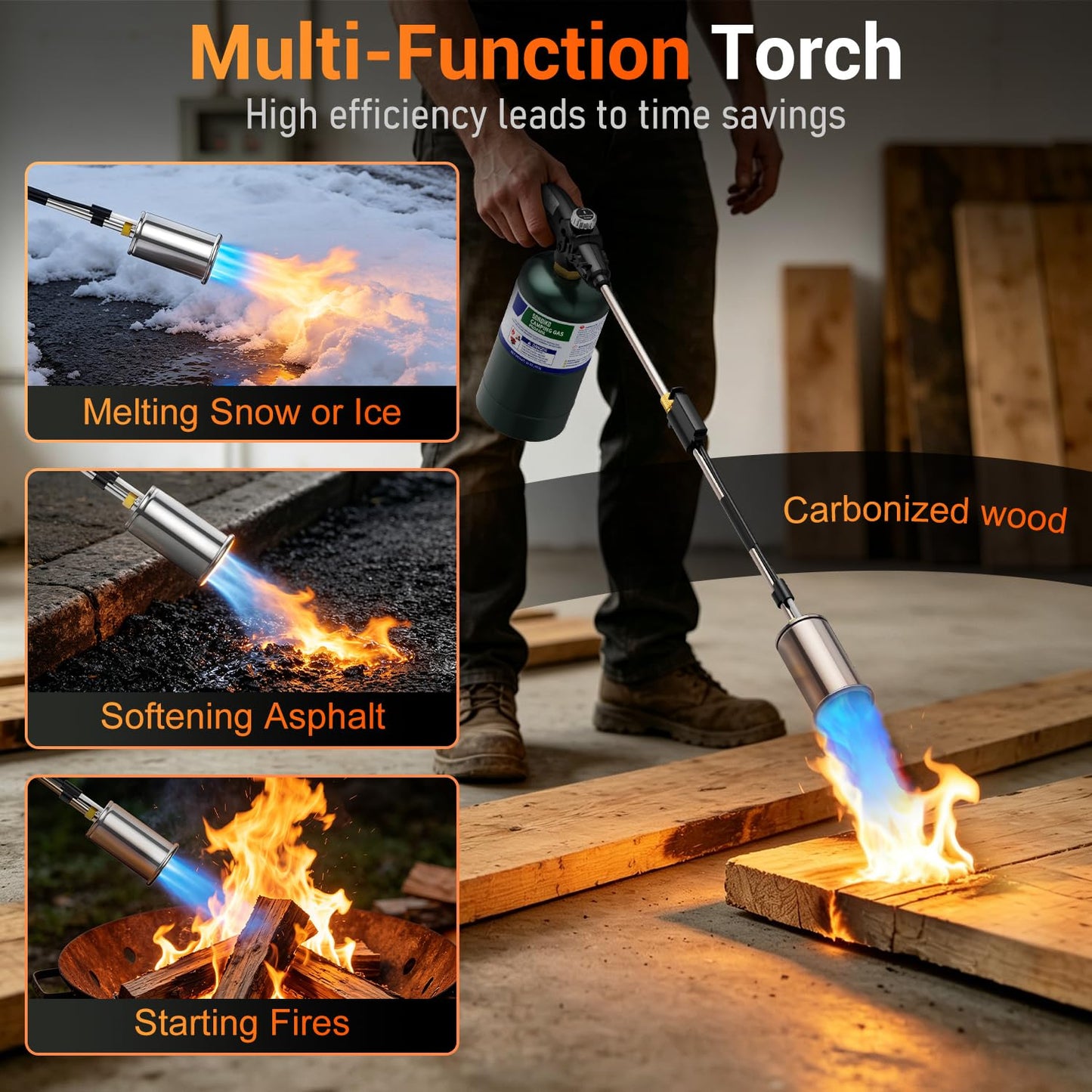 Sondiko Propane Torch Weed Burner, Ideal Weed Torch, Gas Welding Equipment, Heavy Duty Blow Torch with Turbo Trigger for Garden Stumps Wood Snow and Roofing 🍁 All In One Marketplace Canada