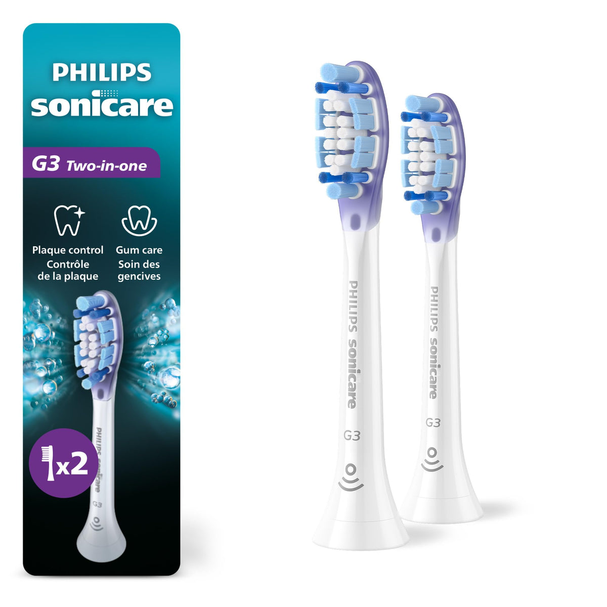 Philips Sonicare G3 Two-in-One Brush Heads, 2-Pack, 6 Month Supply, White 🍁 All In One Marketplace Canada