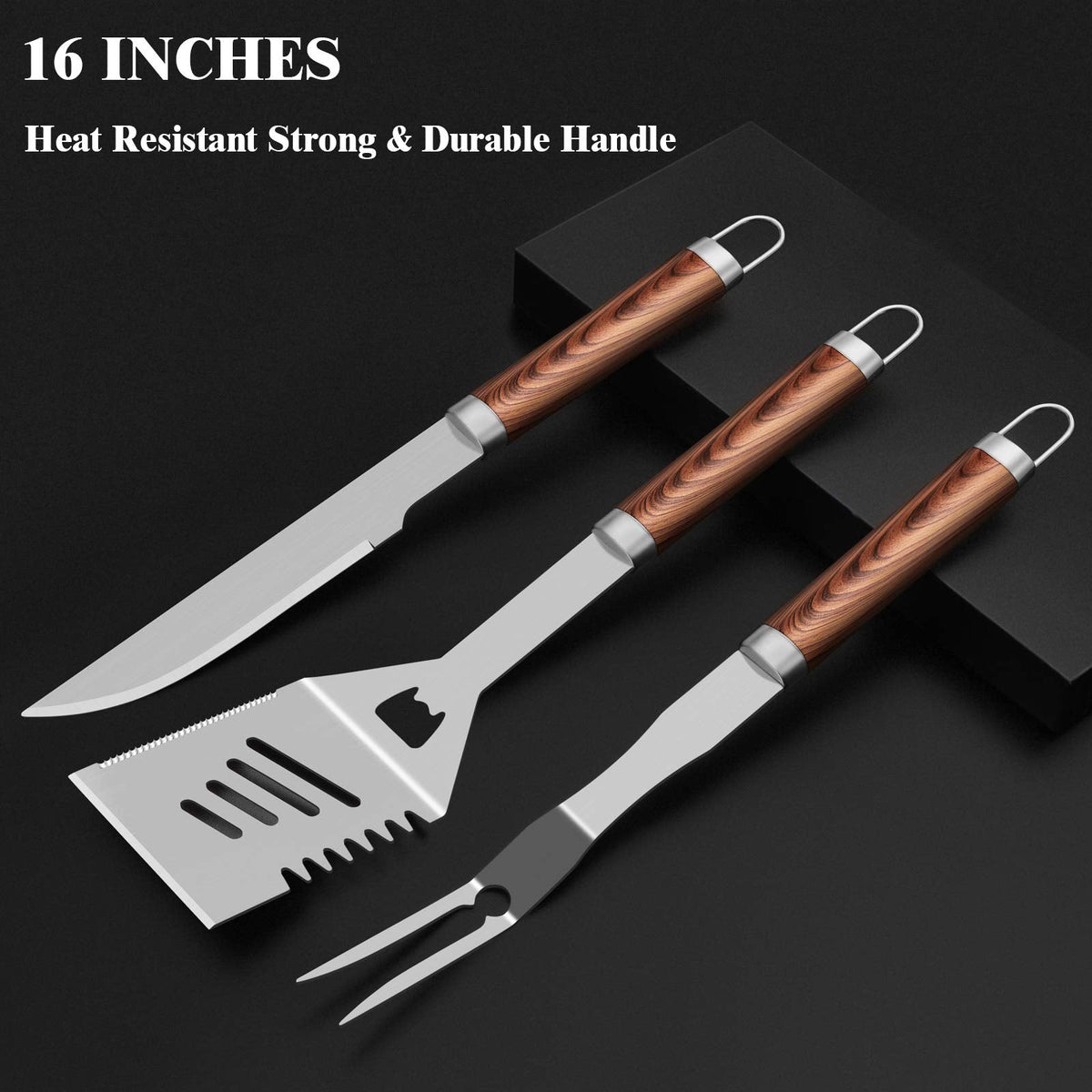 ROMANTICIST 25pcs Extra Thick BBQ Grill Accessories, Father's Day Grilling Gifts Set for Men Dad, Heavy Duty Grill Tools Utensils Kit with Spatula, Tongs in Aluminum Case for Birthday Brown 🍁 All In One Marketplace Canada