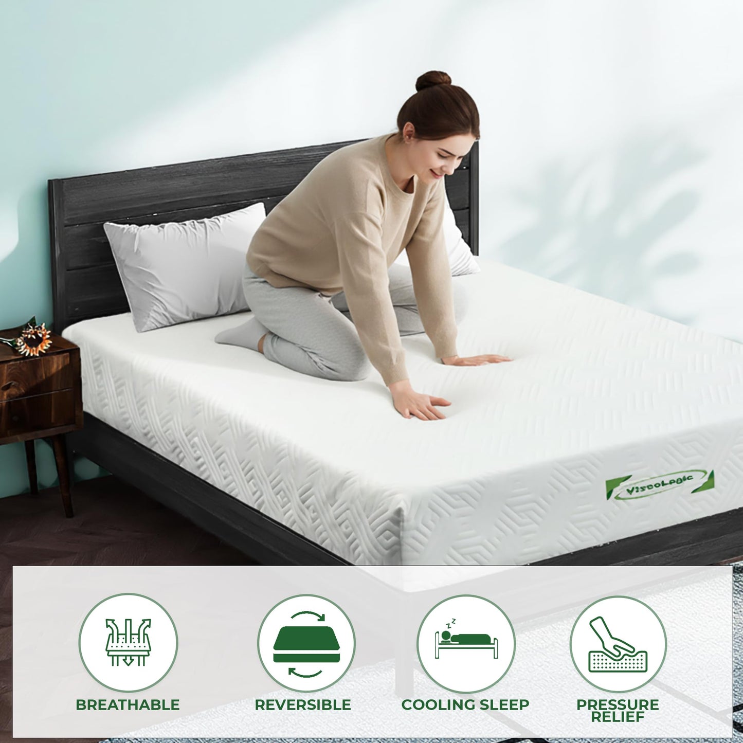 ViscoLogic Twin Mattress Made In Canada Reversible Cool Resilience Foam Perfect for Bunk Bed &Trundle Bed, Pressure Relief, Medium Firm CertiPUR-US® Certified Eco-Friendly Foam Mattress, Single 5 Inch 🍁 All In One Marketplace Canada