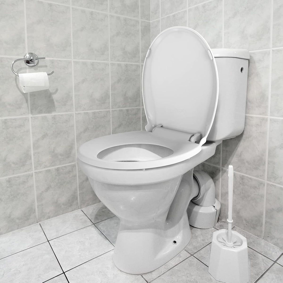 Soft Close Commercial Toilet Seat – 17 Round, Thickened White PP, Quiet Lid, Easy Install & Clean, Never Loosen, Restroom Grade, Fits Most Standard Toilets – Size: 17/19" 🍁 All In One Marketplace Canada