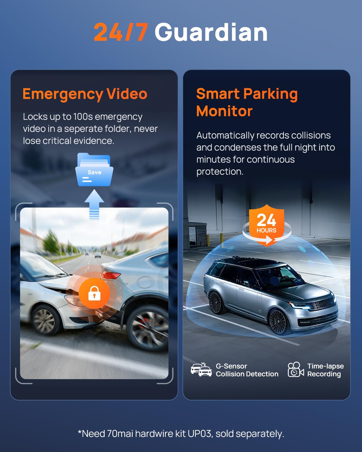70mai 4K Front Dash Cam Built in WiFi, Smart Dash Camera for Cars, WDR, Night Vision, iOS/Android Mobile App, WDR, Night Vision, Loop Recording, Parking Monitor, Time-Lapse (M310 Plus 4K) (2160P) 🍁 All In One Marketplace Canada
