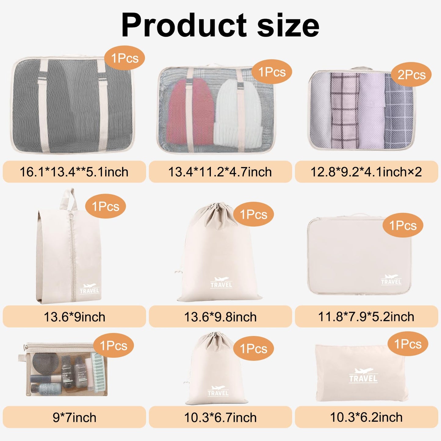 10 Set Packing Cubes for Suitcases, Packing Cubes Travel Essentials Organizer Bags, Travel Organizers (Beige) 🍁 All In One Marketplace Canada
