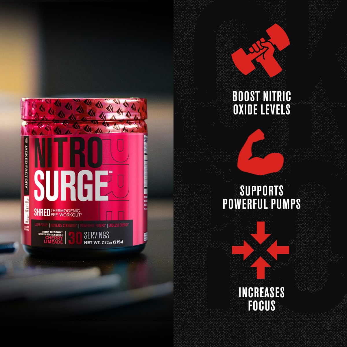 NITROSURGE Shred Thermogenic Pre Workout Supplement - Energy Booster, Instant Strength Gains, Sharp Focus, Powerful Pumps - Nitric Oxide Booster & PreWorkout Powder - 30Sv, Orange Pineapple 🍁 All In One Marketplace Canada