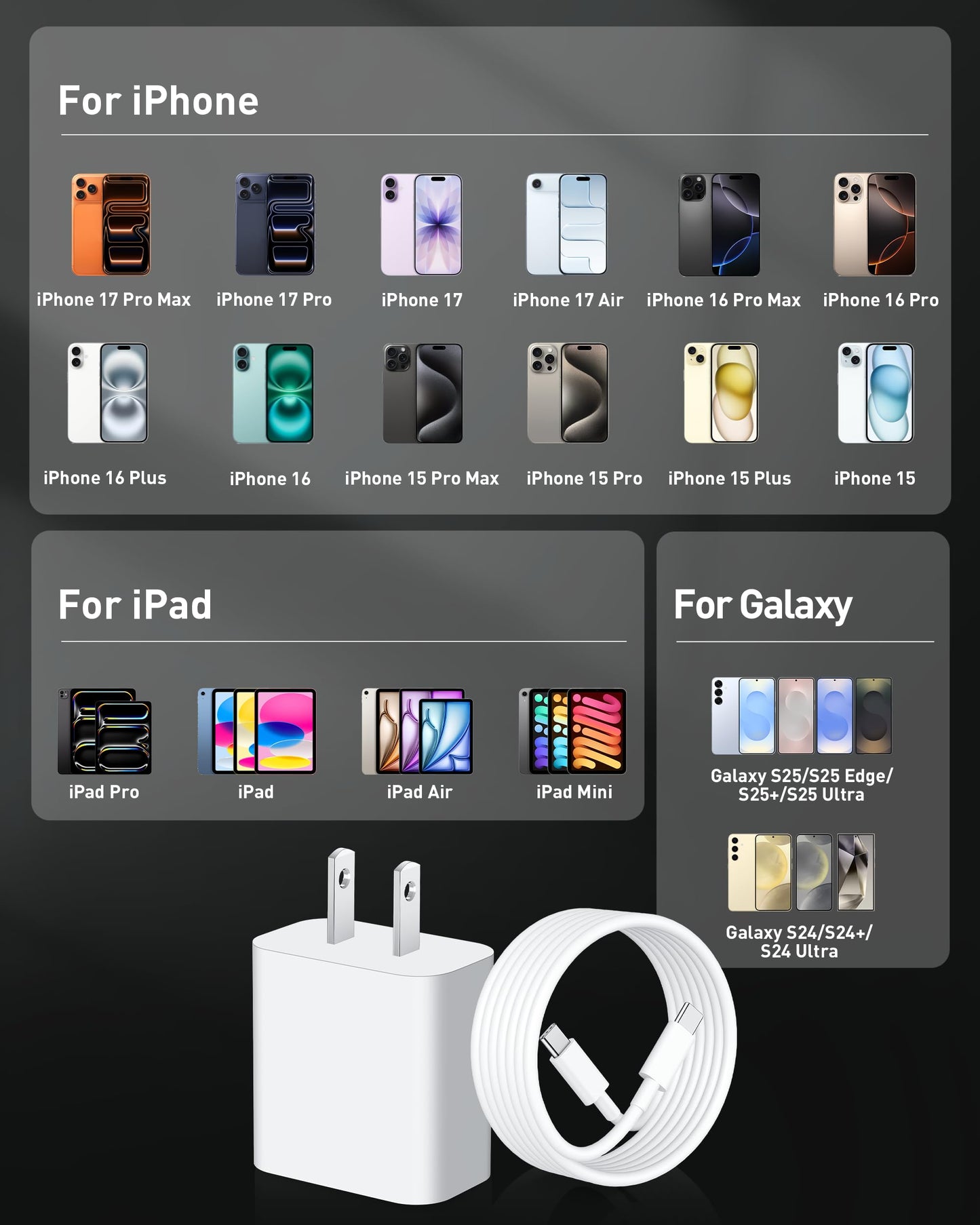 iPhone 17 16 Pro Max Charger Fast Charging, 2 Pack 40W USB C Charger Block 🍁 All In One Marketplace Canada