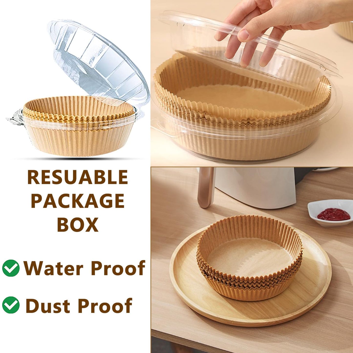 200pcs Air Fryer Disposable Paper Liner, Non-Stick Disposable Air Fryer Parchment Paper Liners, Baking Paper for Air Fryer Oil-Proof, Water-Proof, Food Grade Parchment（6.3" in Bottom, 7.9" on top） 🍁 All In One Marketplace Canada